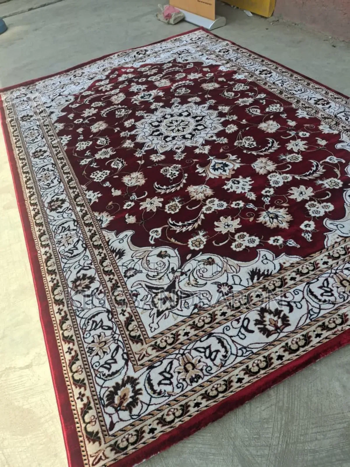 5x7/7x10fts Wine/Black/Cream Persian Belgium Center Rug