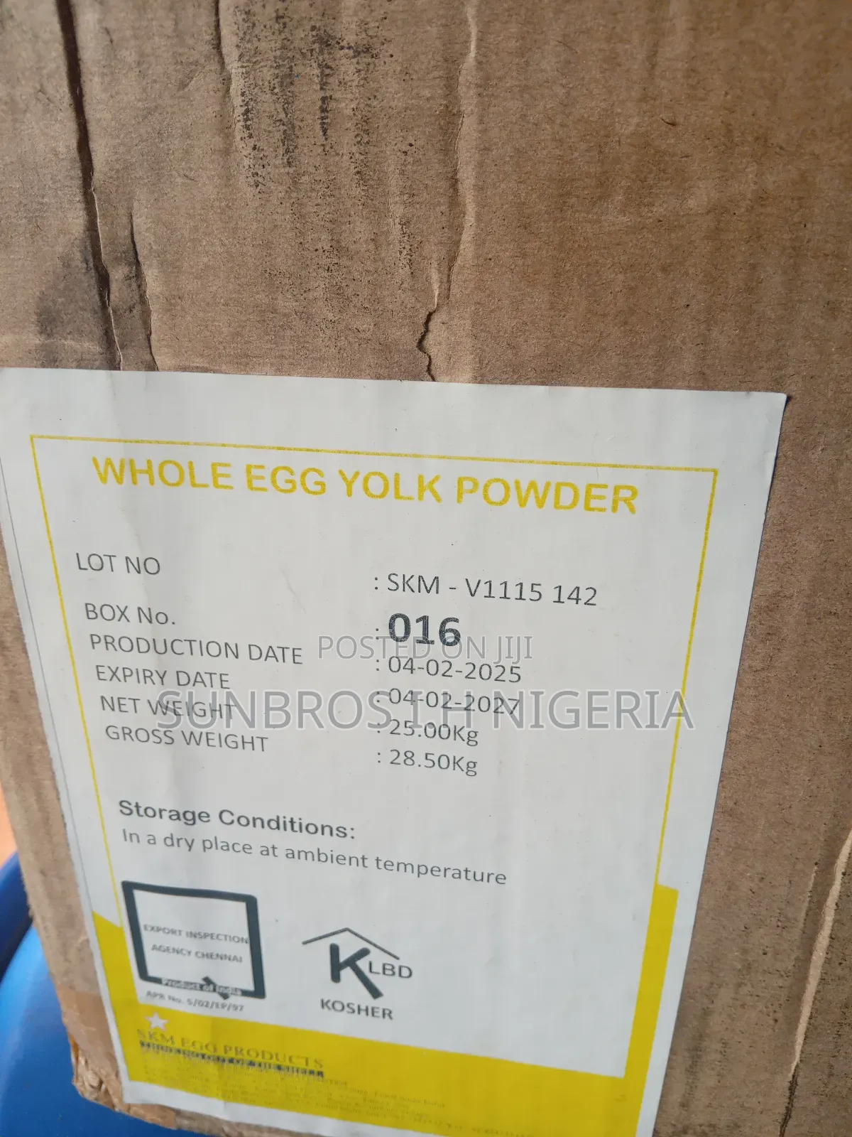 Whole Egg Yolk Powder 25kg