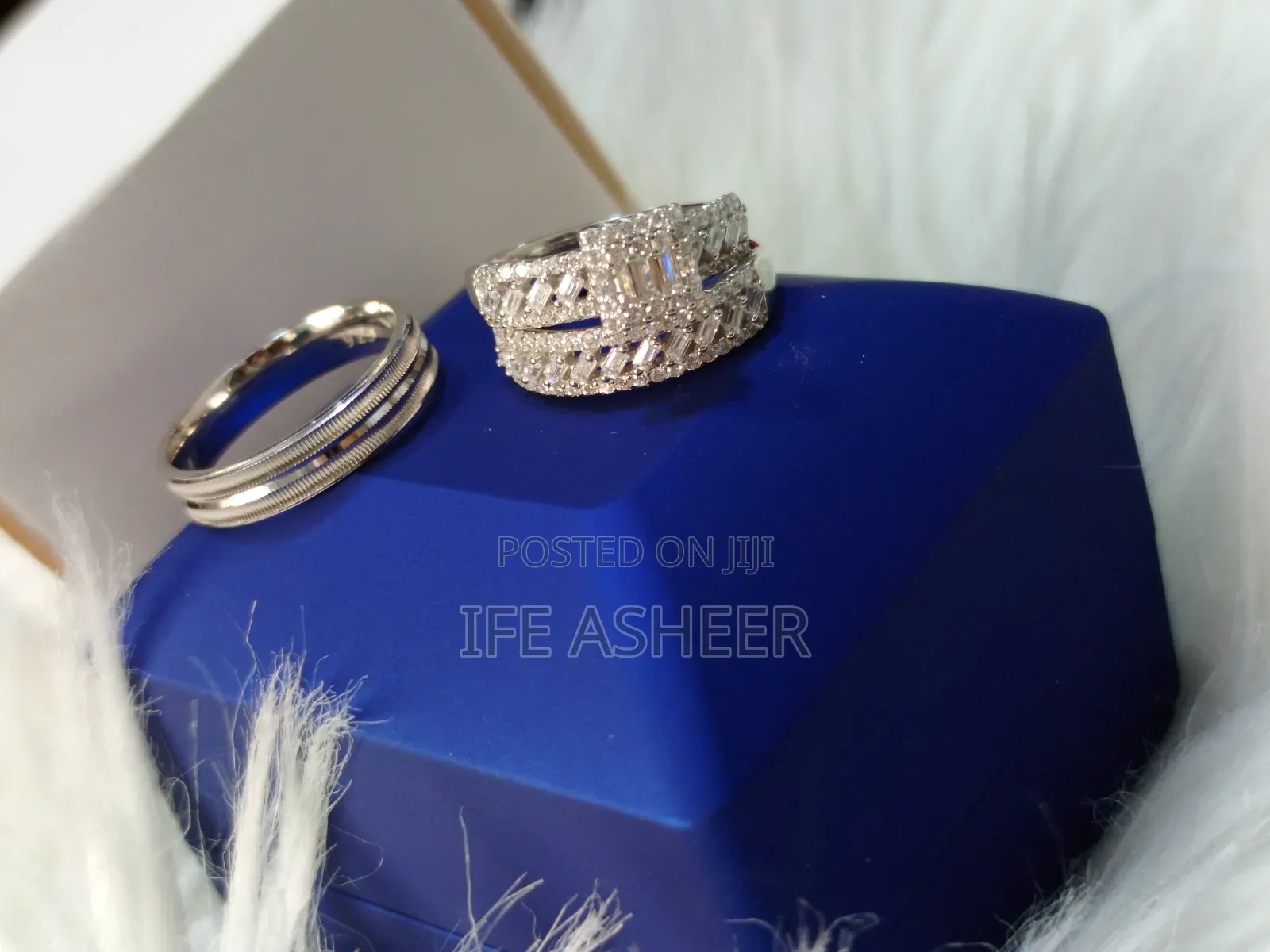 Couples 925 Sterling Silver Set of Wedding Ring B001 - Silver