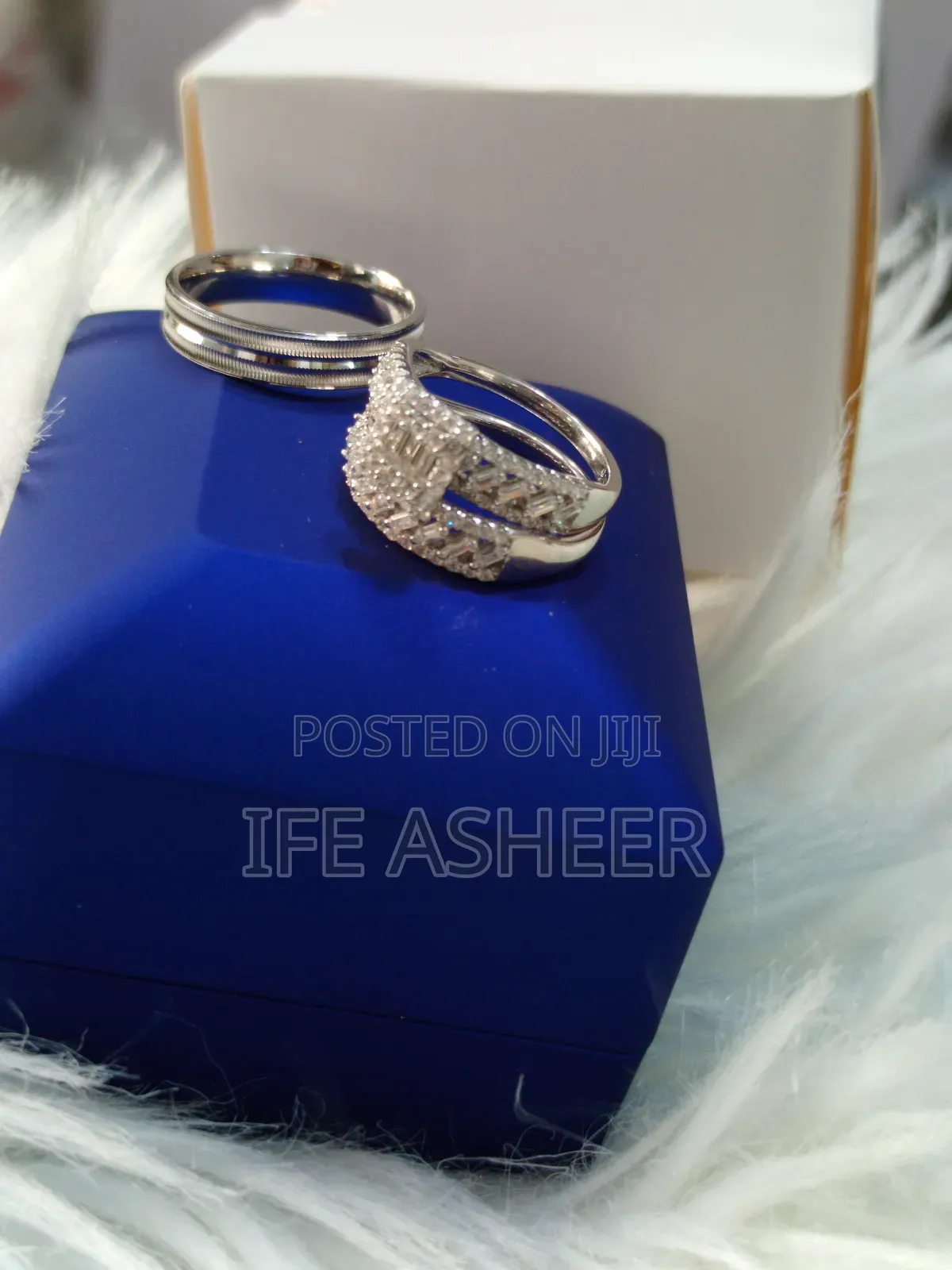 Couples 925 Sterling Silver Set of Wedding Ring B001 - Silver