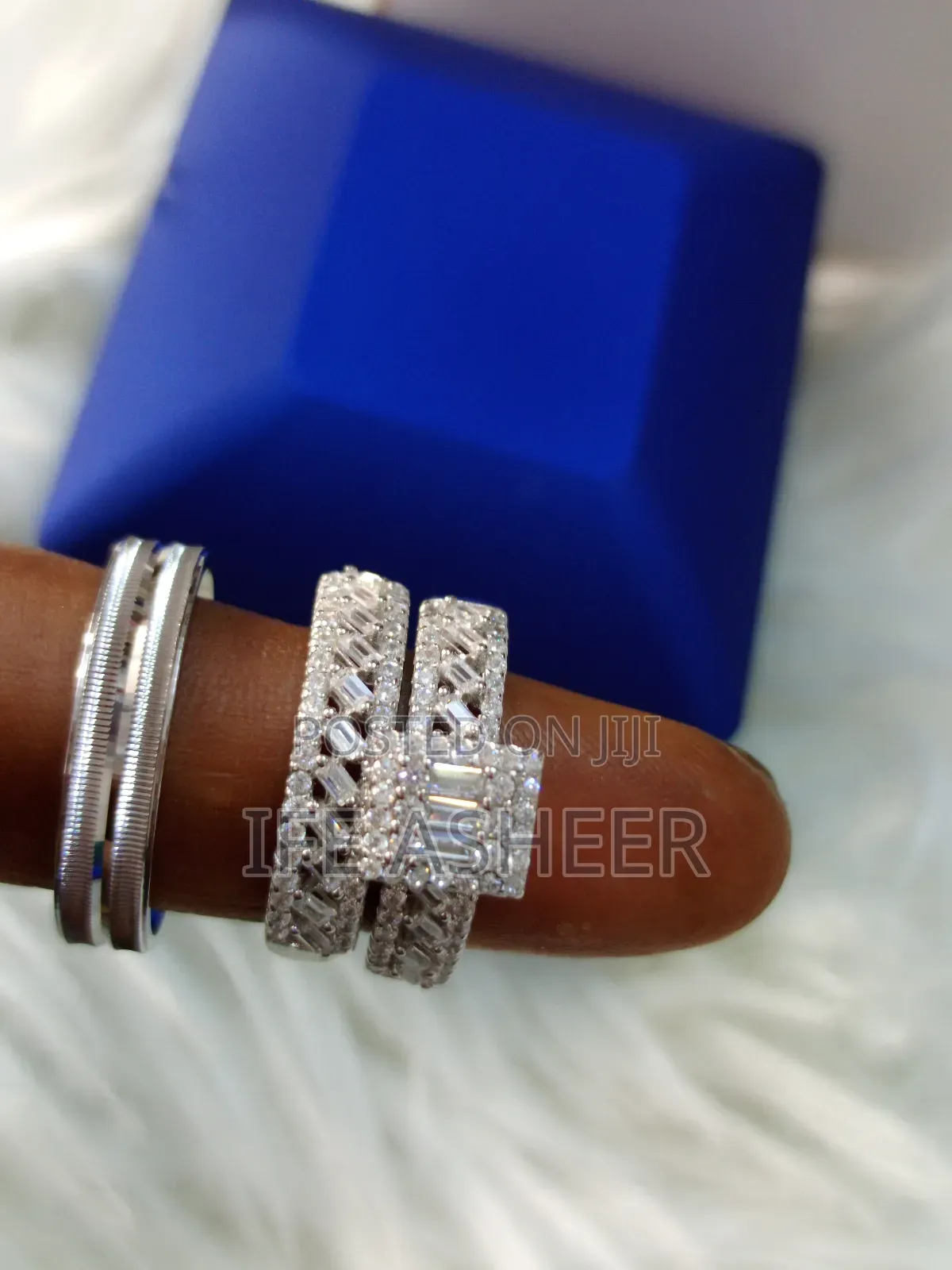 Couples 925 Sterling Silver Set of Wedding Ring B001 - Silver