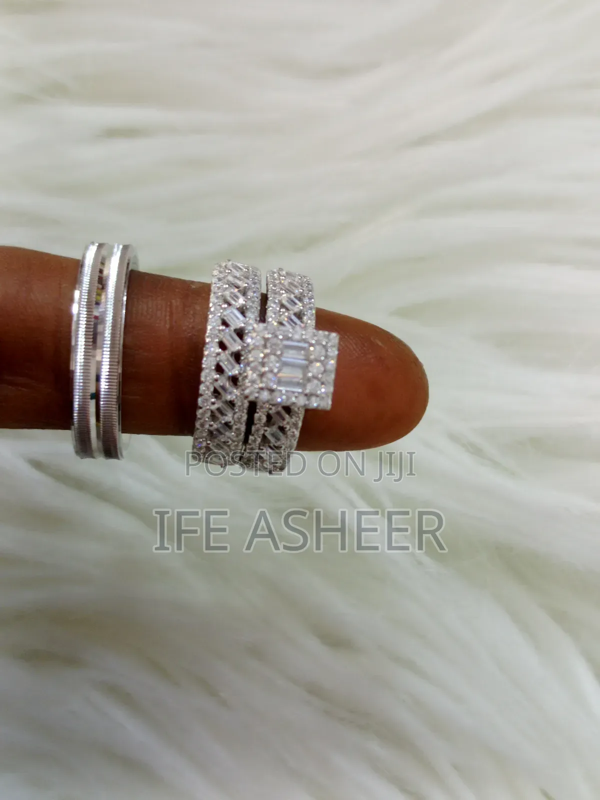 Couples 925 Sterling Silver Set of Wedding Ring B001 - Silver