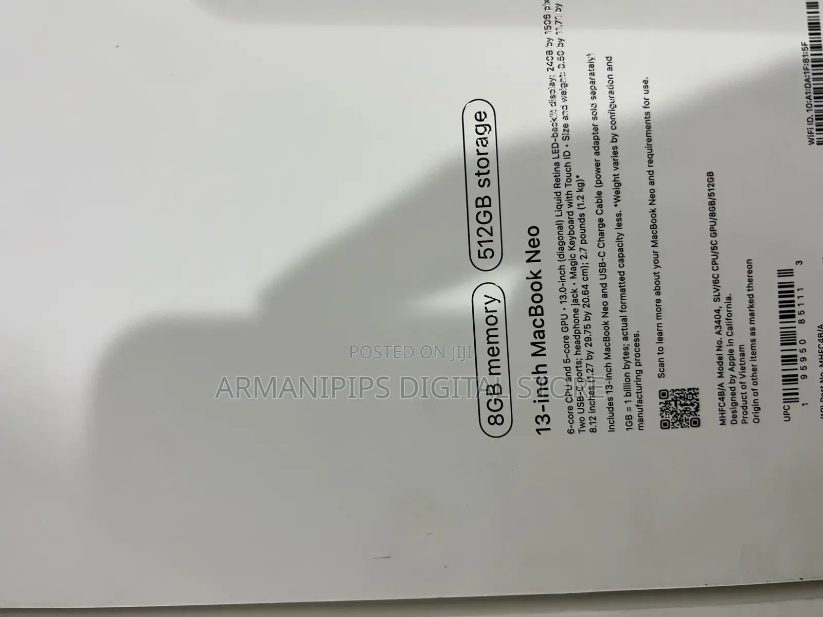 New Laptop Apple MacBook Neo 2026 8GB SSD 512GB