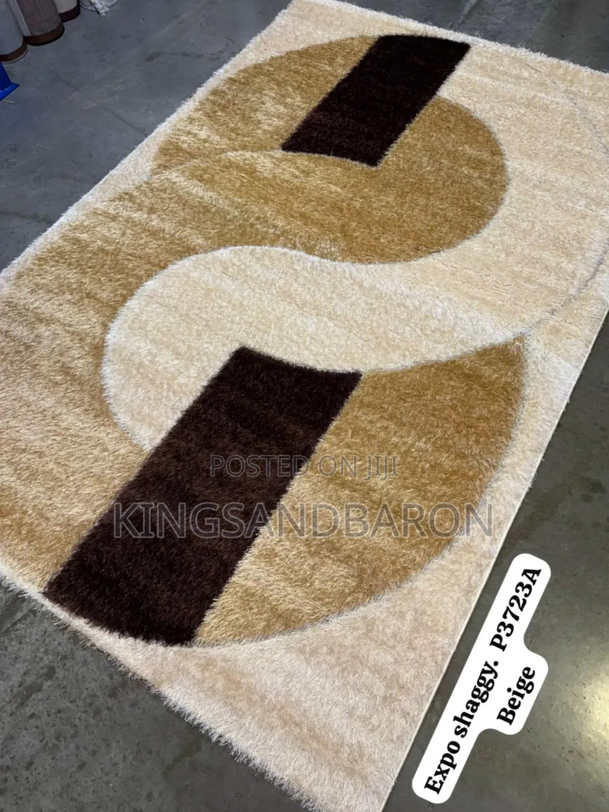 4x6fts Cream and Brown Pattern Shaggy Turkey Center Rug(3×5,5×7)