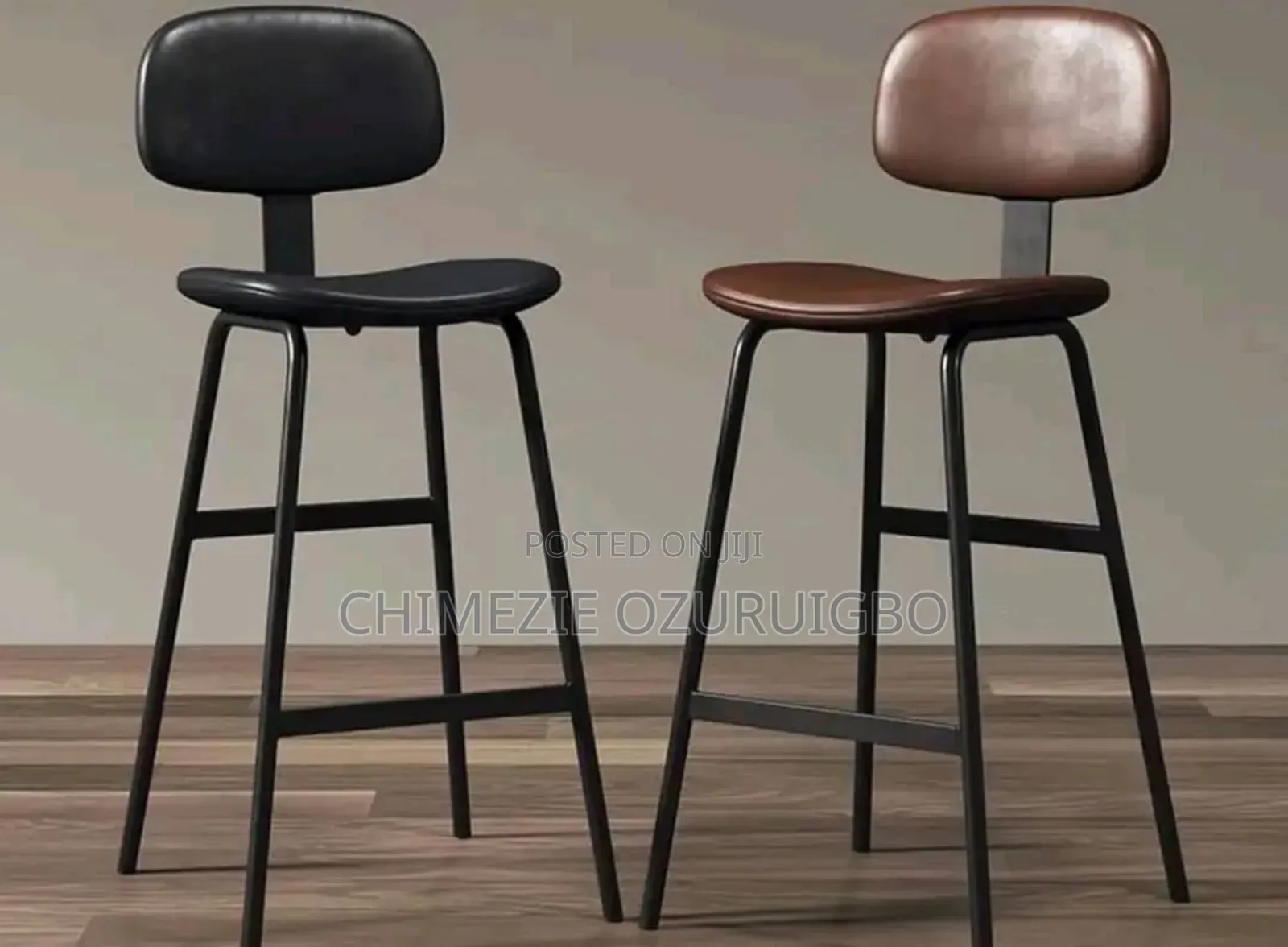Brown Coloured and Black Coloured Bar Stools