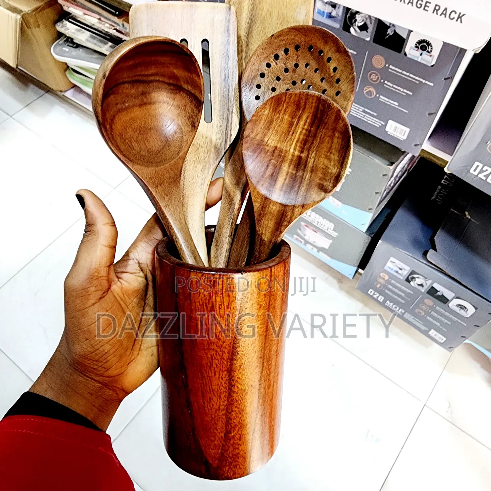 6pcs Wooden Spoon Set With Cup Holder