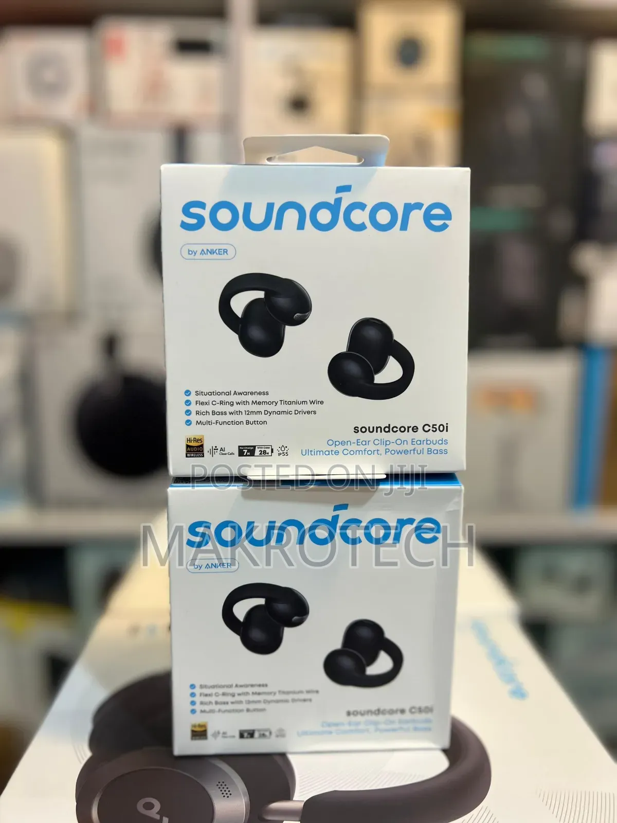 Soundcore C50i by Anker Open Ear Earbuds, Clip-on Headphones Over Ear