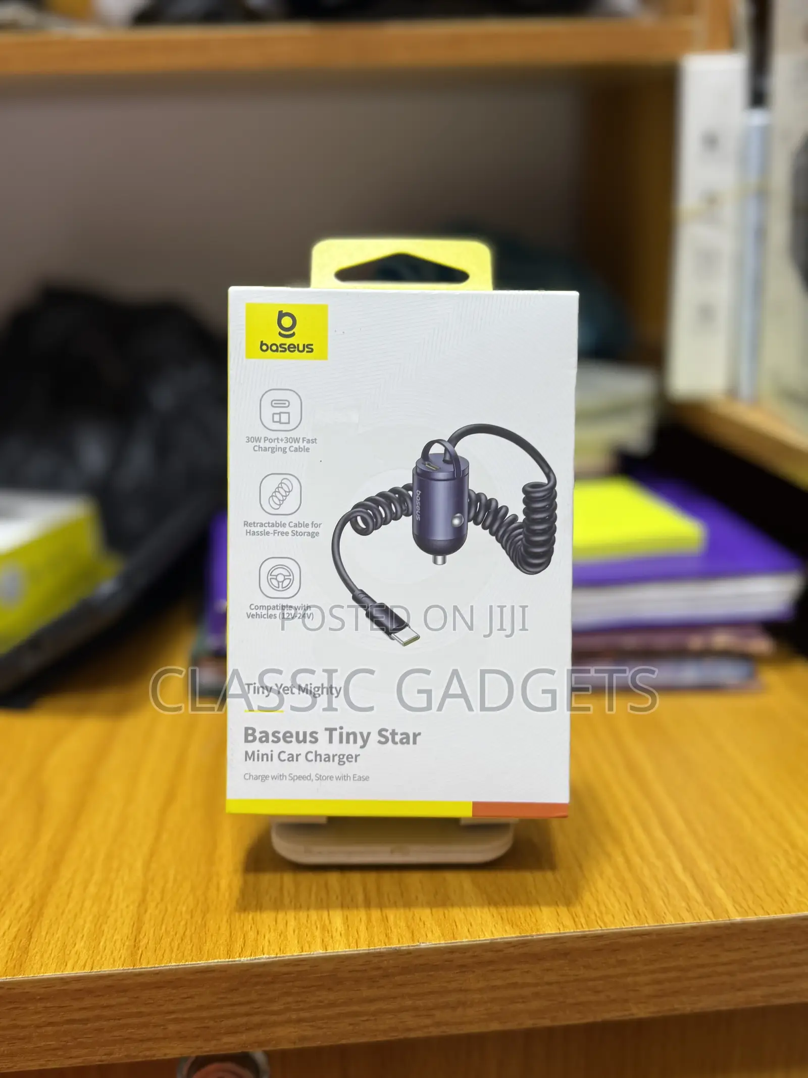 Baseus Tiny Star Mini 30w Car Charger With in Built Type-C Cable