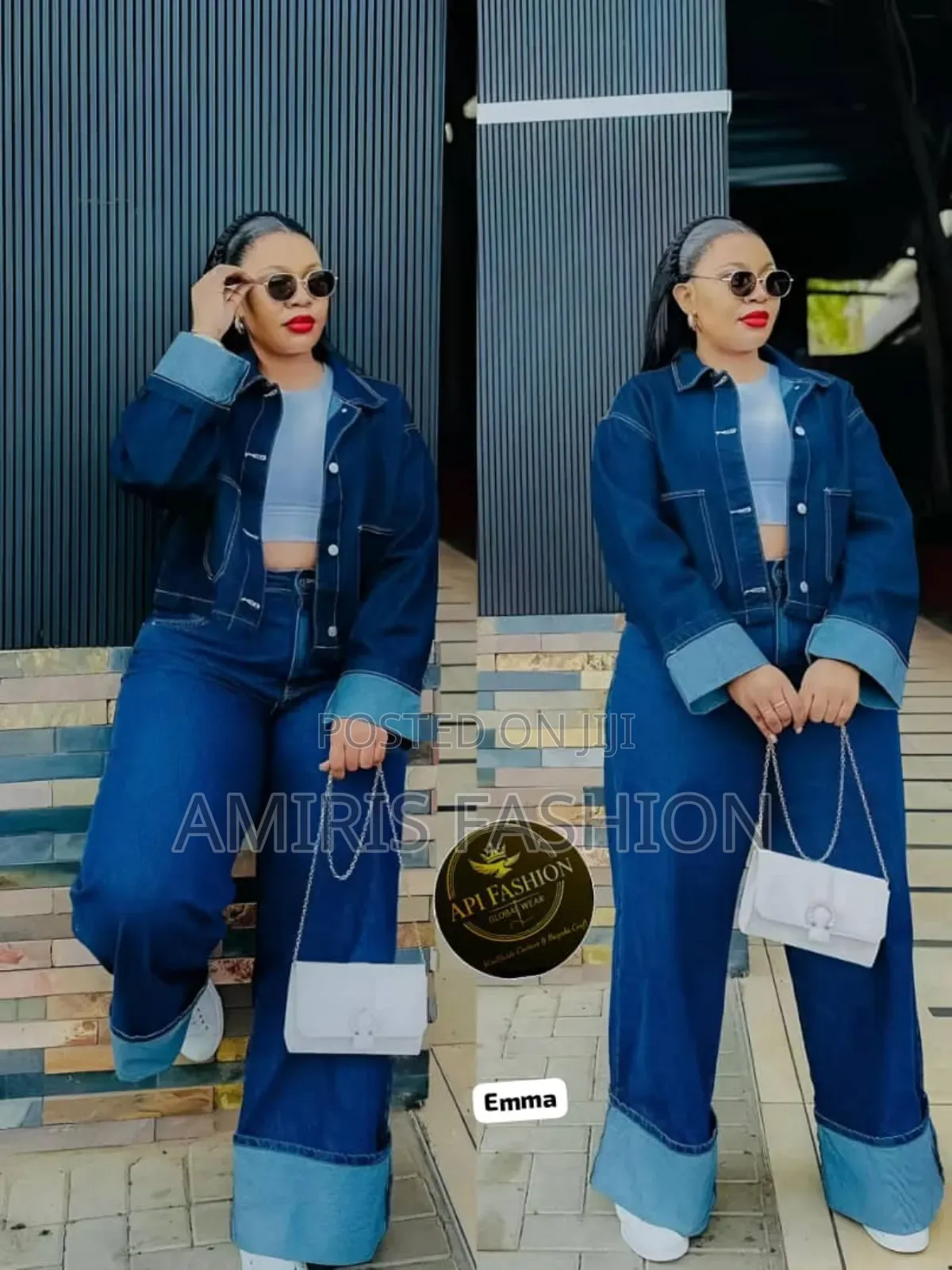 Beautiful Luxury Denim Two-Piece Trousers
