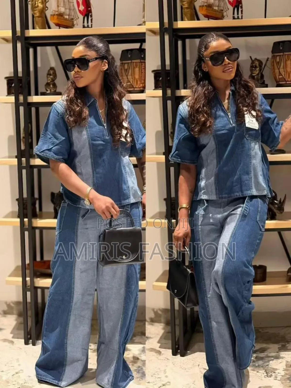 Beautiful Luxury Denim Two-Piece Trousers