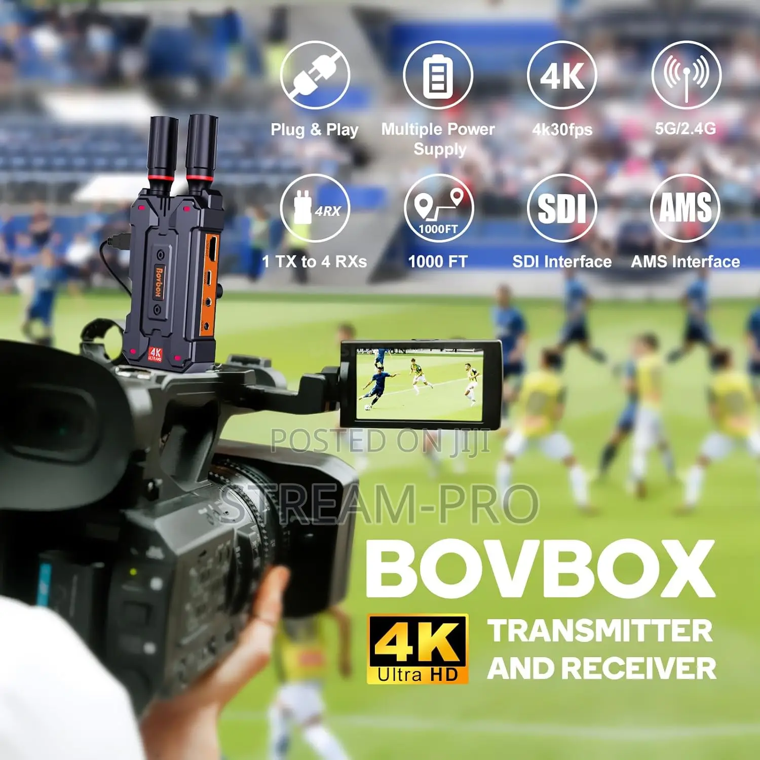 Bovbox 300m Wireless Videotransmitter and Receiver With Sdi Hdmi