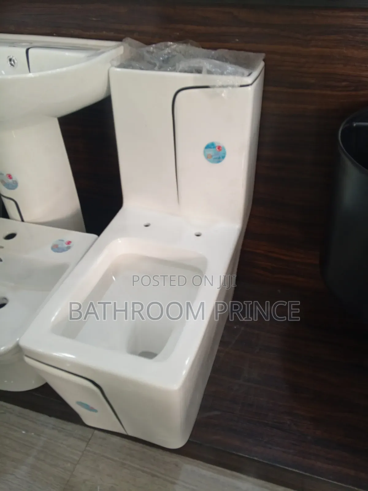 Luxury White and Black Strip Water Closet