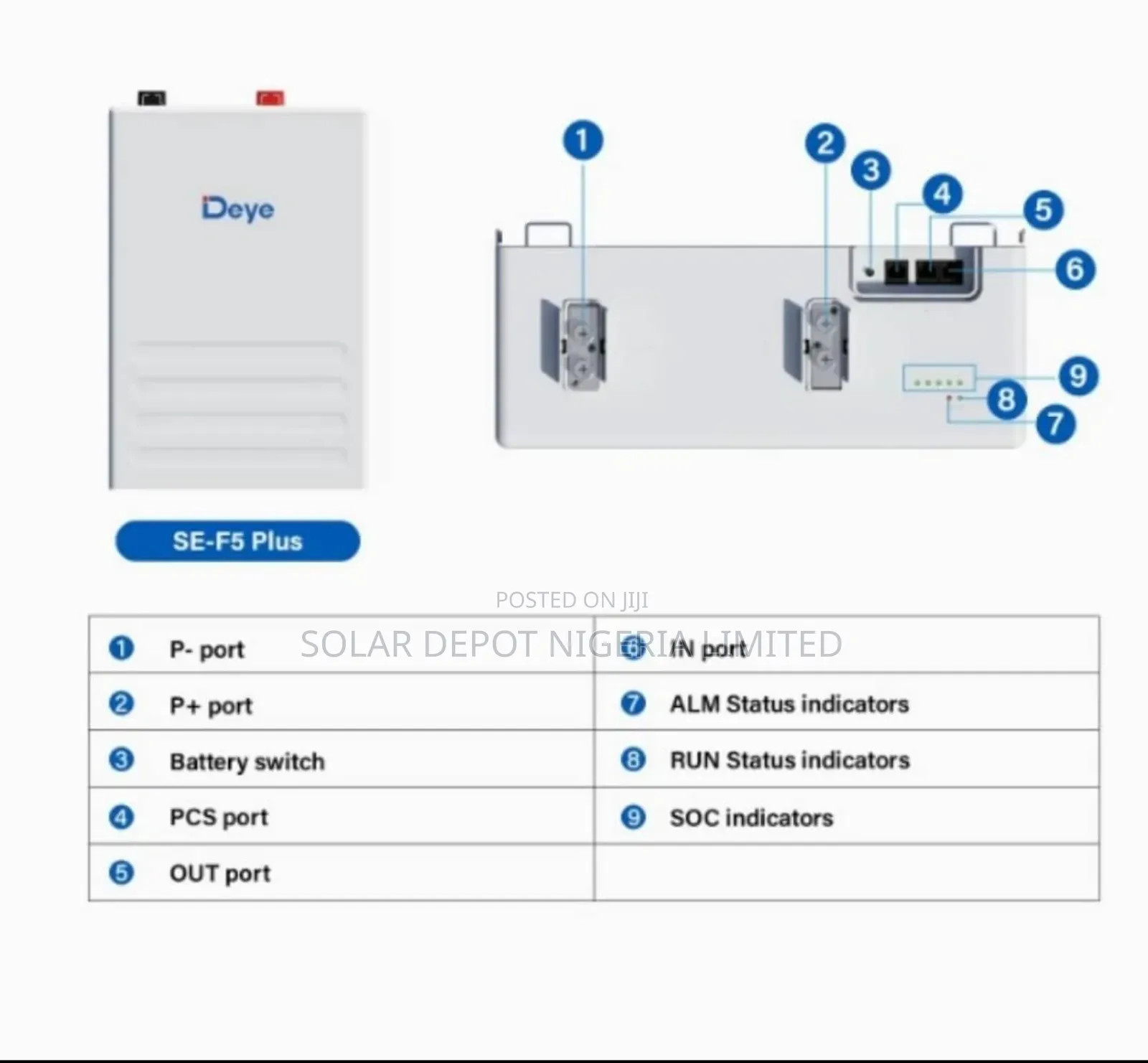 Deye 5.12 KWH (51.2v, 100ah) Lithium Battery