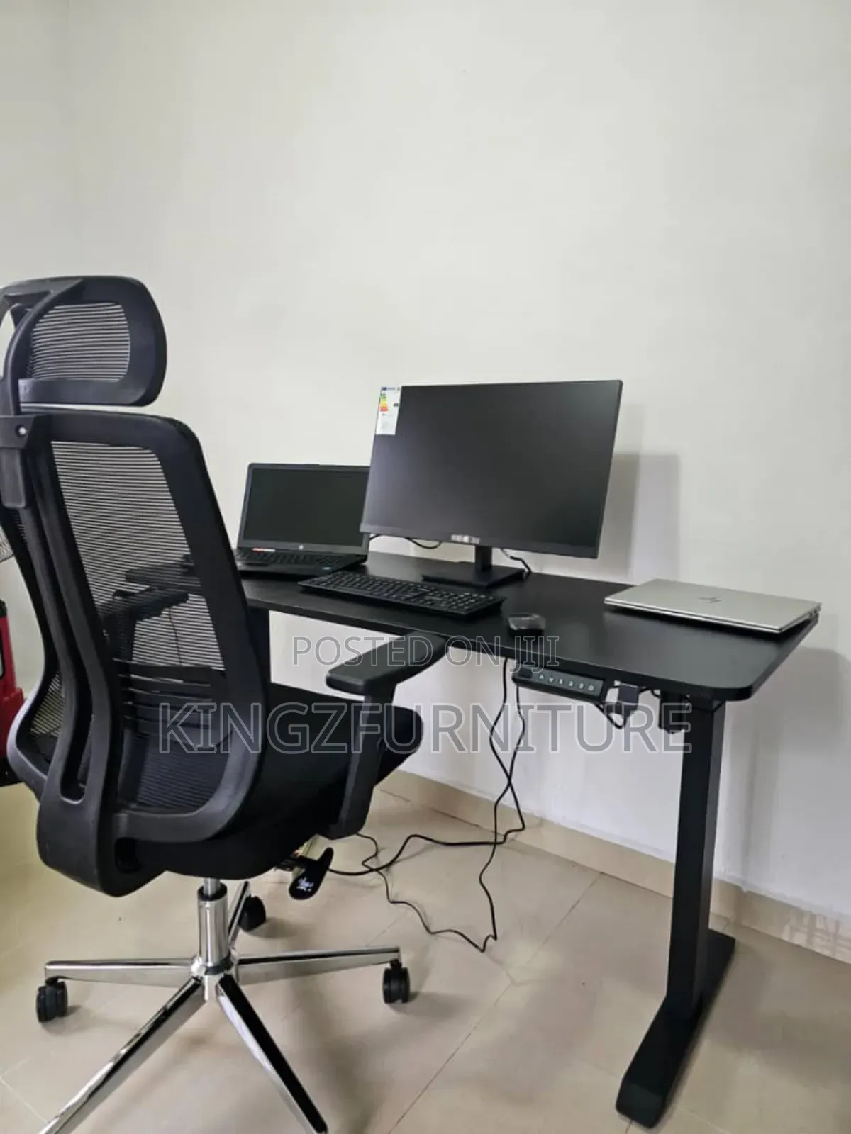 Electric Height Adjustable Standing Desk/Mesh Ergonomic Office Chair