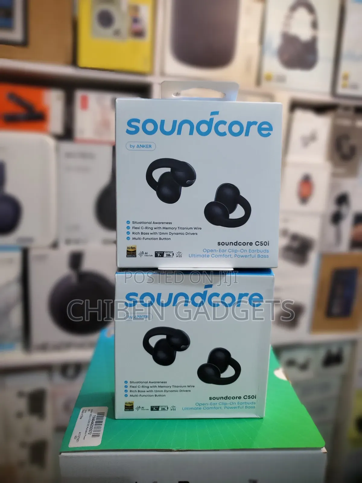 Soundcore C50i Open Earbuds, Clip on Headphones Over Standard, Black
