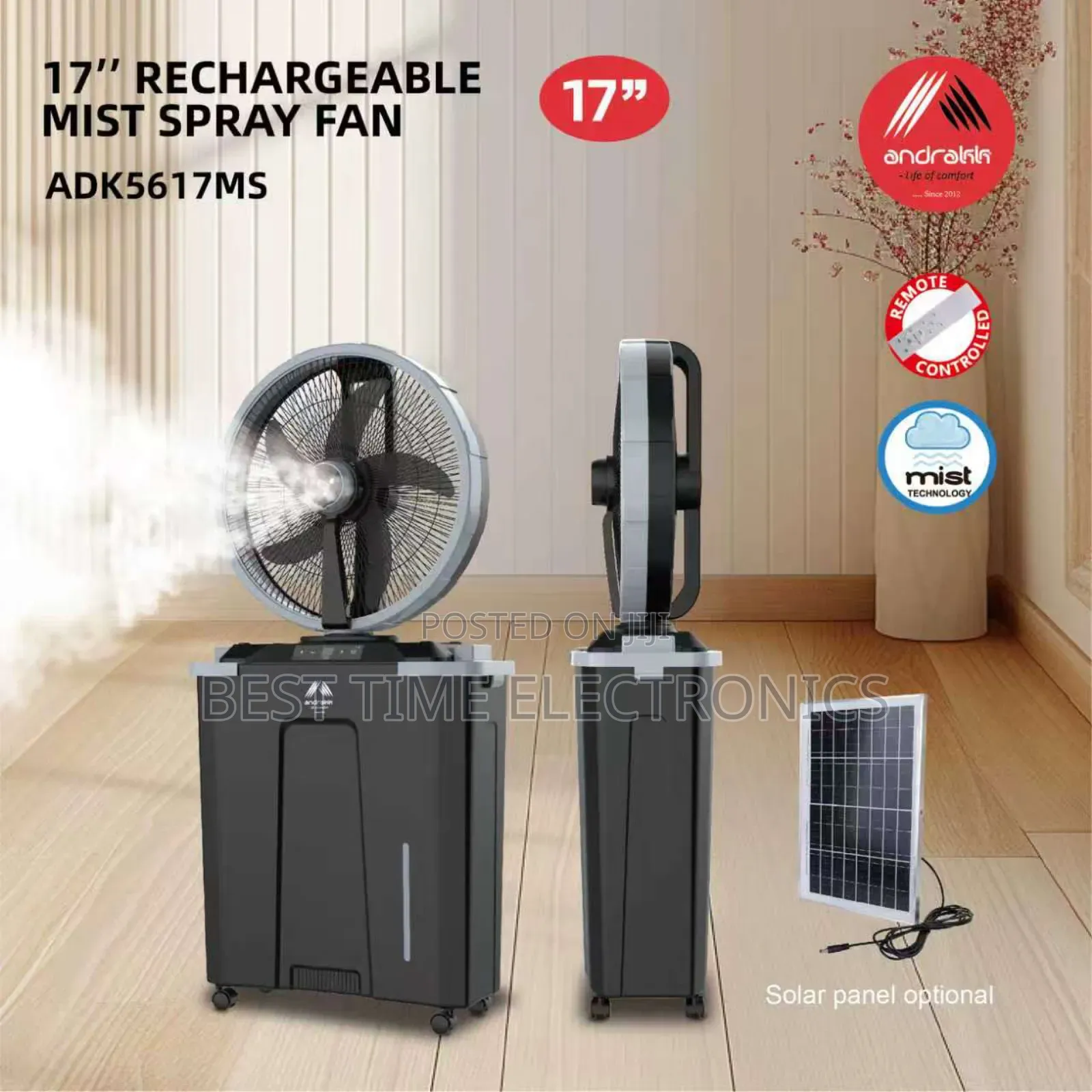 Andrakk 17" Rechargeable Mist Cooling Fan