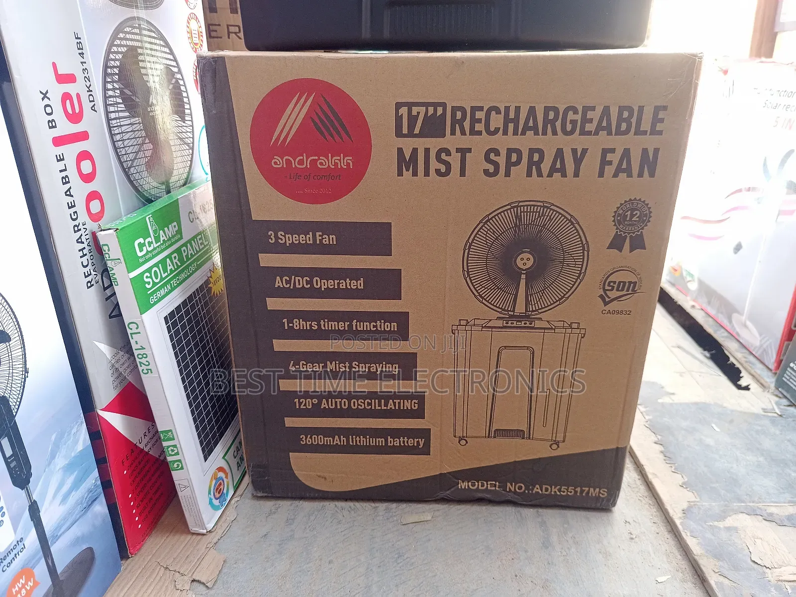 Andrakk 17" Rechargeable Mist Cooling Fan