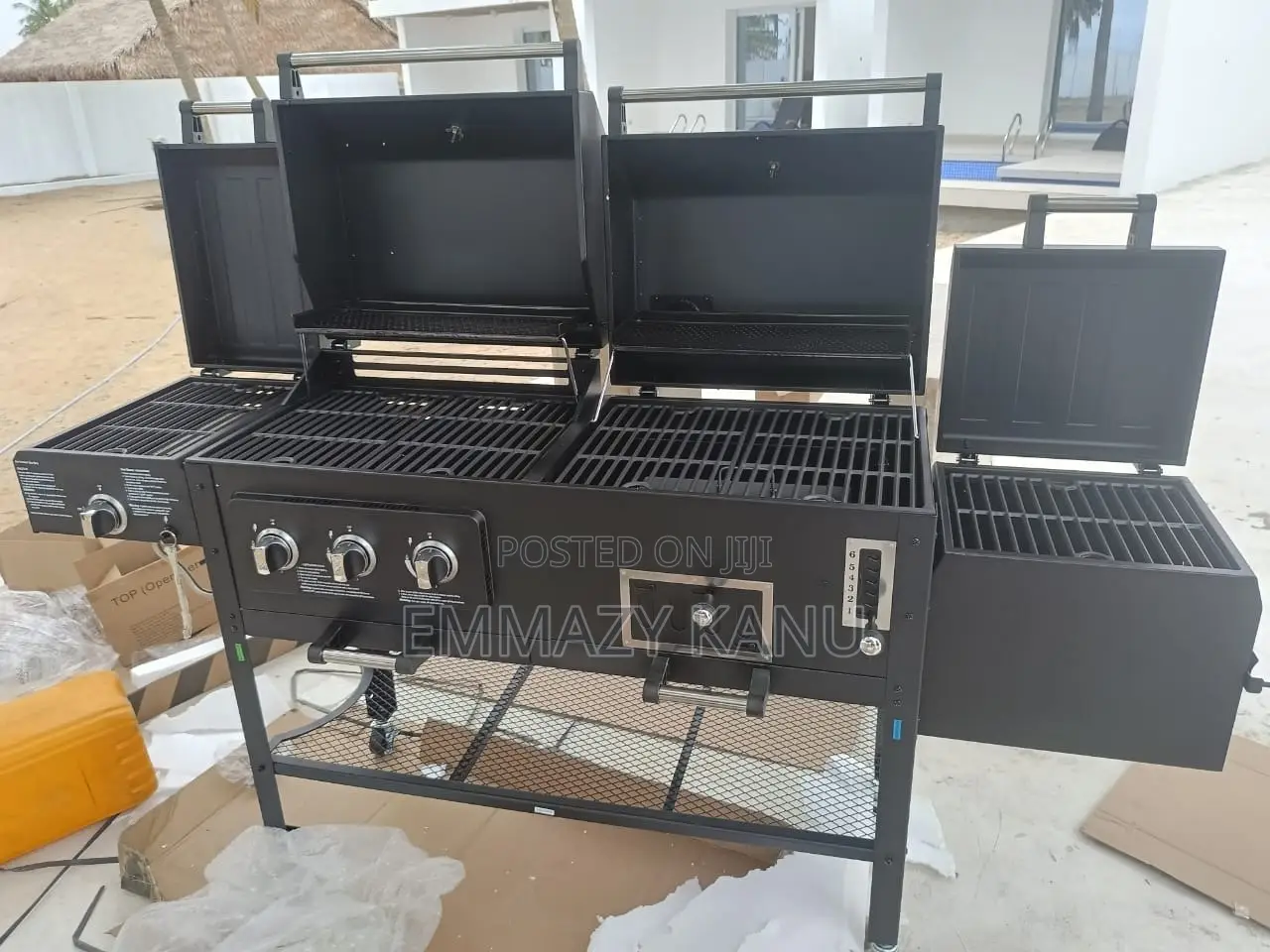 Gas and Charcoal Barbecue With Side Stove