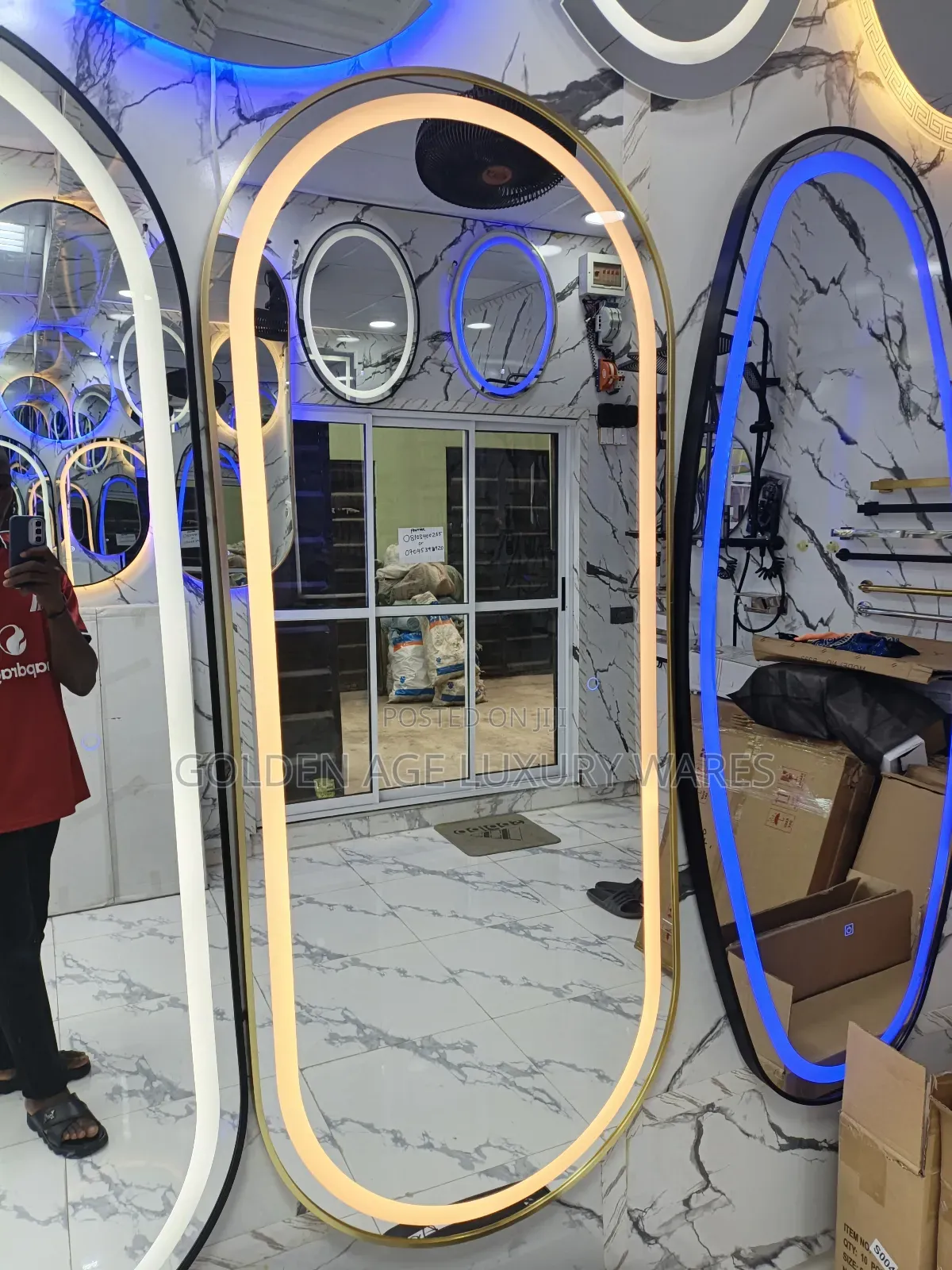 60x150cm Gold Frame Mirror With Light Th-34