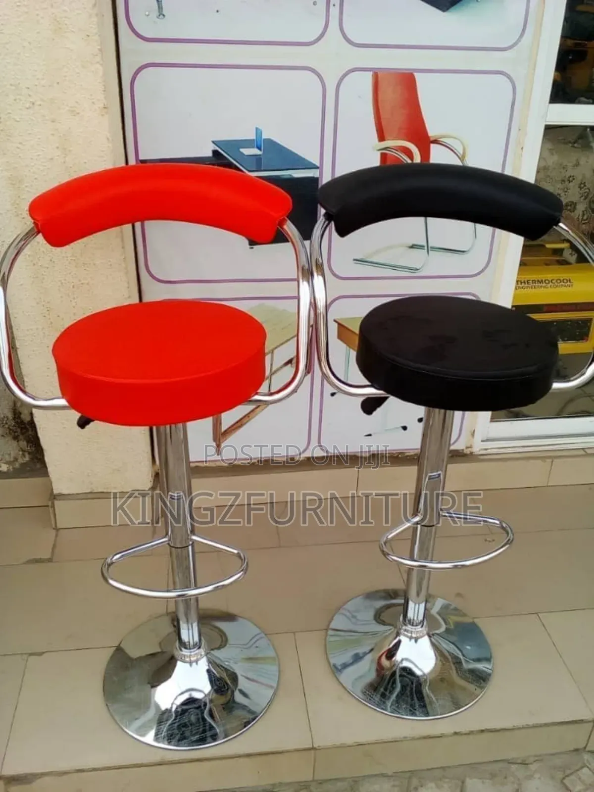 Adjustable Leather Bar Stools Set of 2