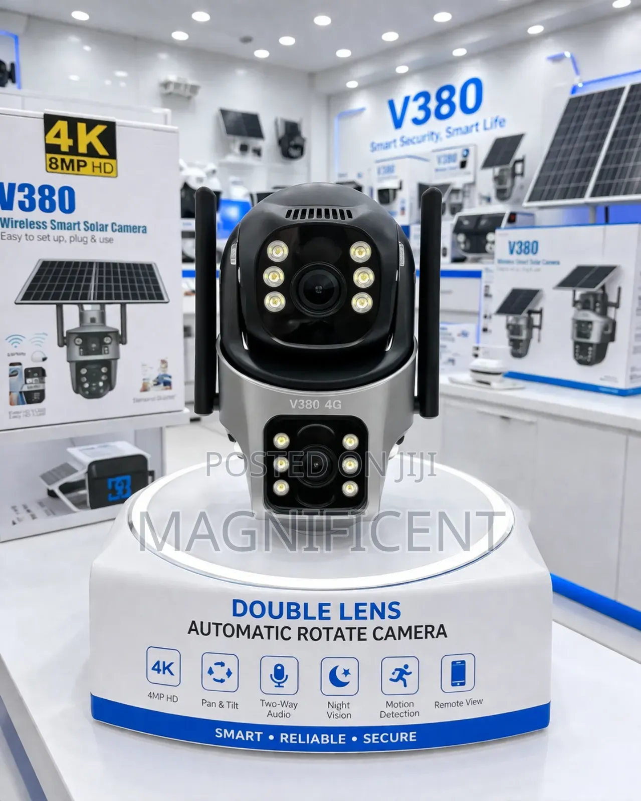 V380 Solar CCTV Camera – Double Lens, Auto Rotation