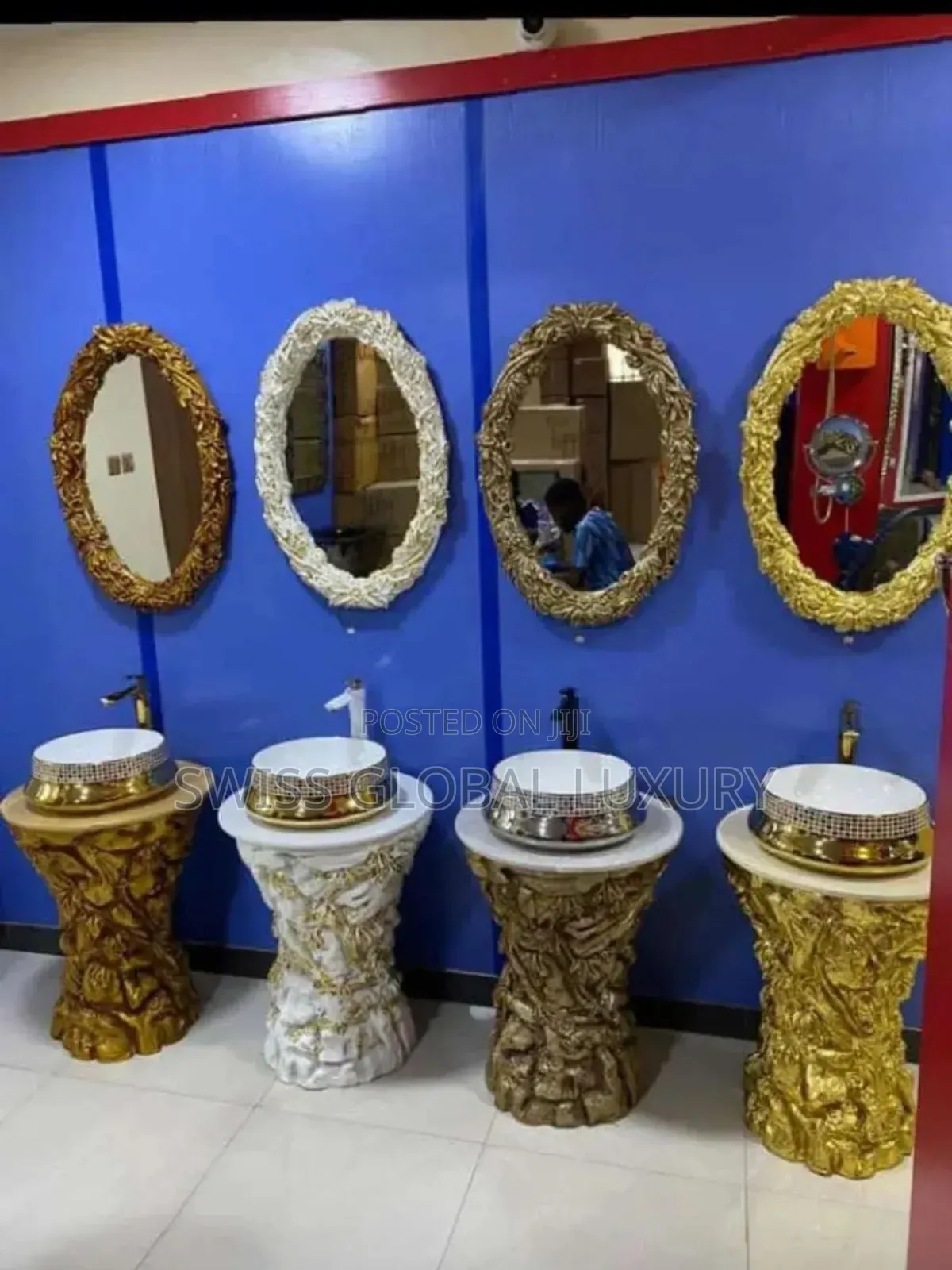 High Quality Executive Standing Washing Hand Basin With Mirror