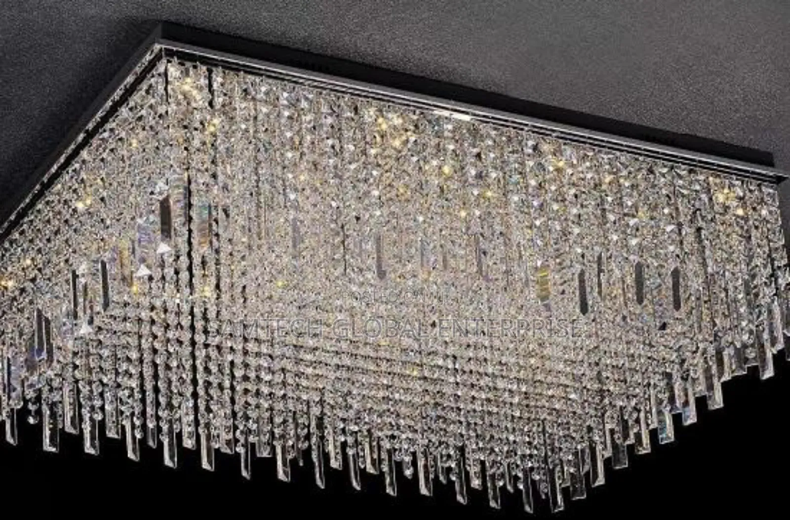 Luxury Rectangular Crystal Mount Chandelier Modern Led Ceiling Light