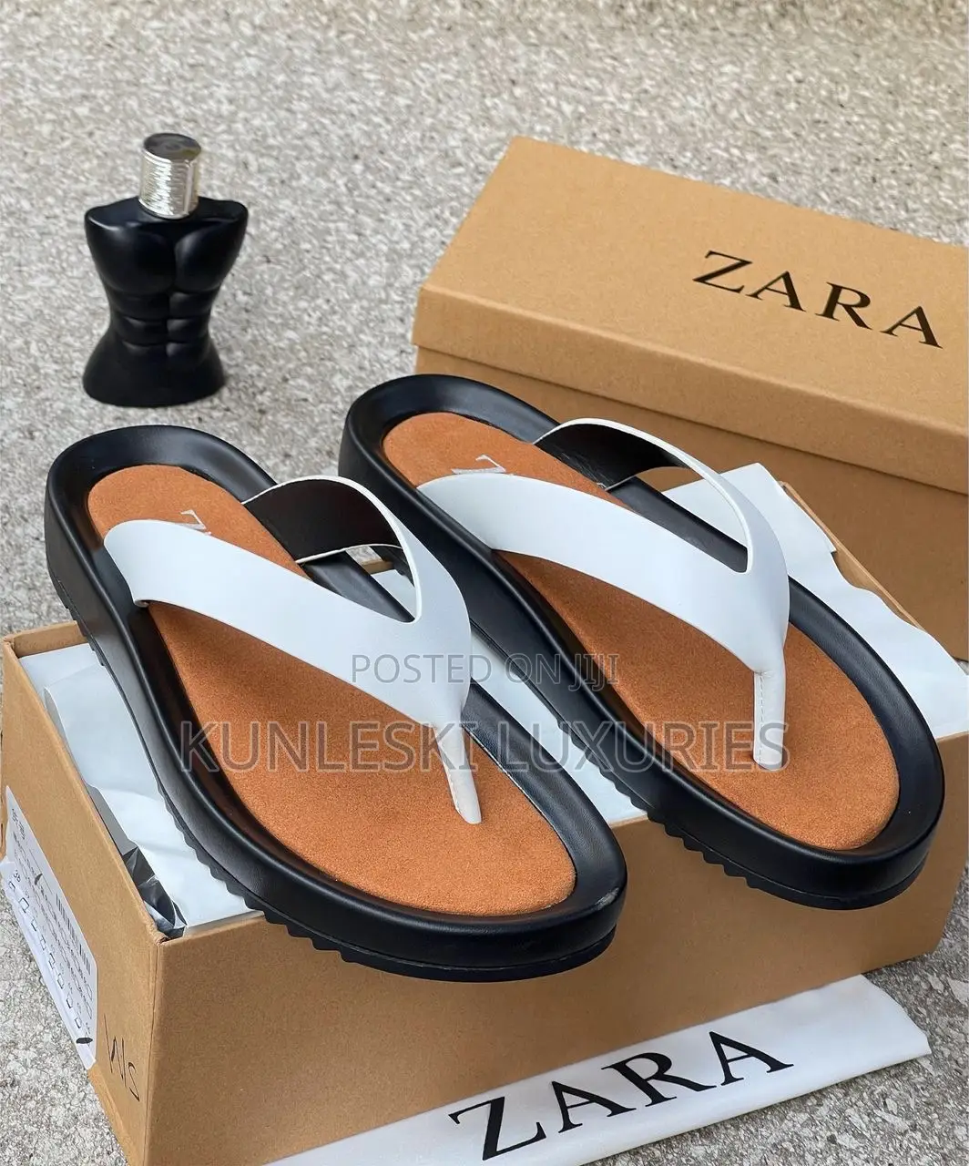 Original Zara Men Leather Slippers in 3 Colors