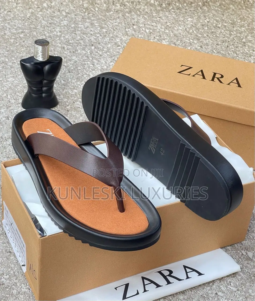 Original Zara Men Leather Slippers in 3 Colors