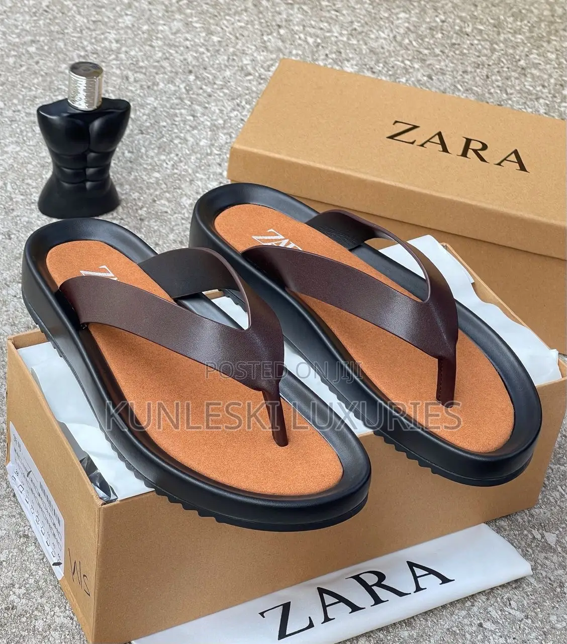 Original Zara Men Leather Slippers in 3 Colors