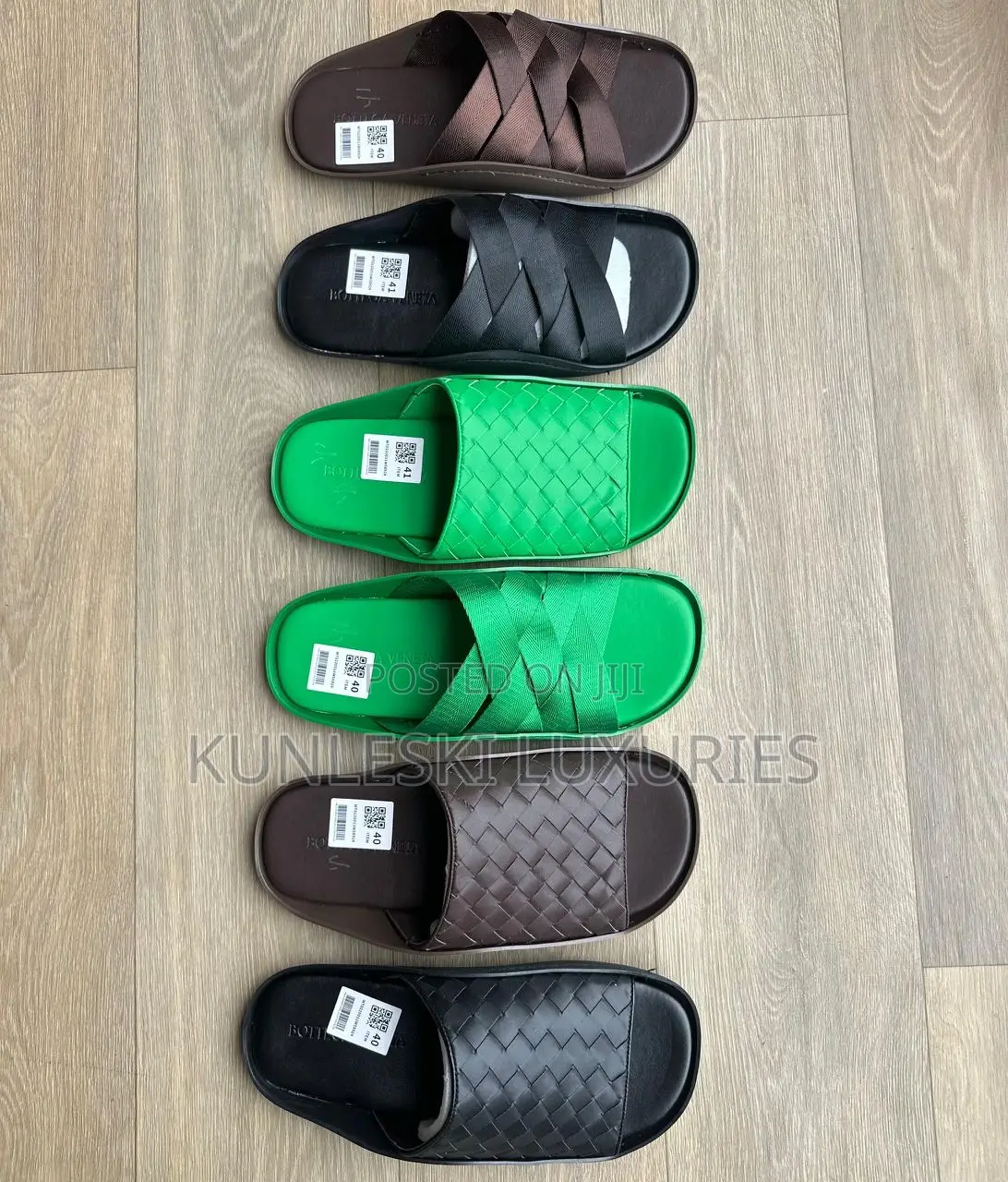 Original Bottega Veneta Men Leather Slippers