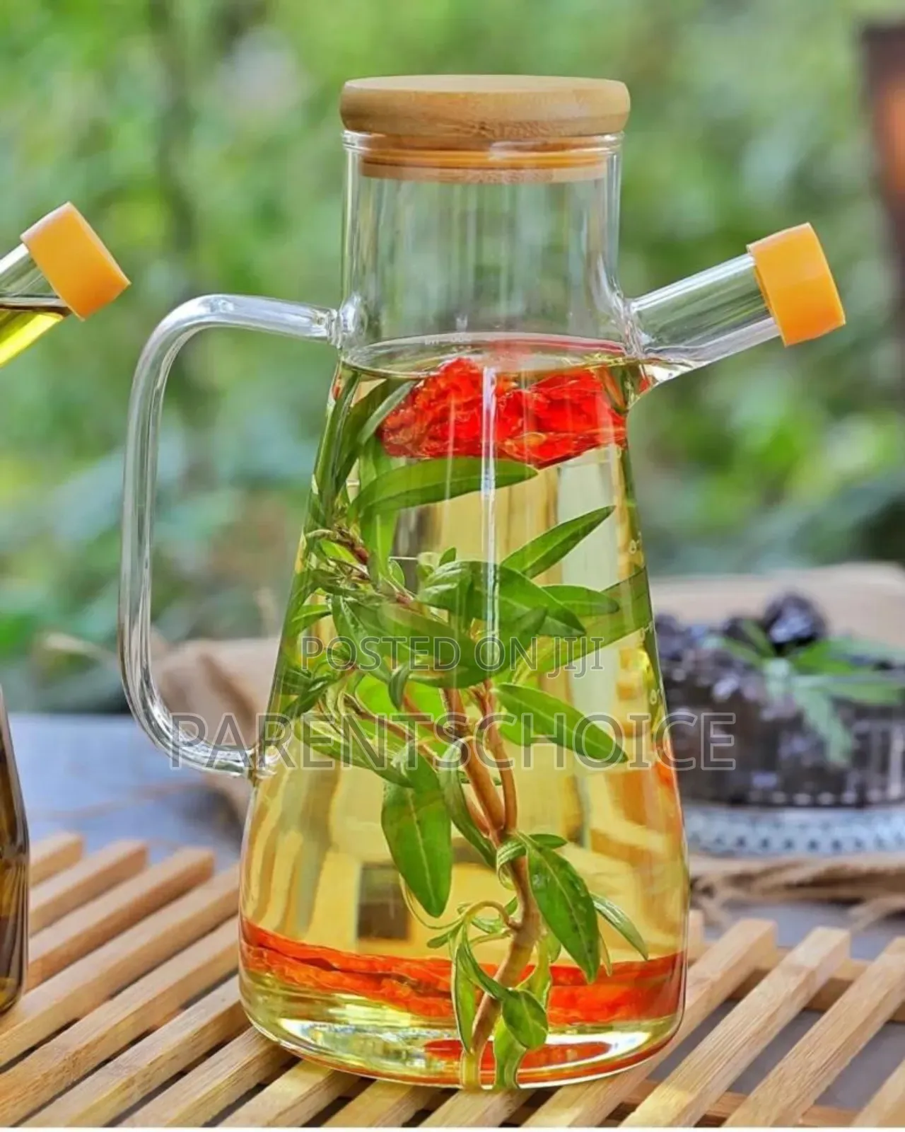 800ml High Borosilicate Glass Oil Bottle With Bamboo Lids