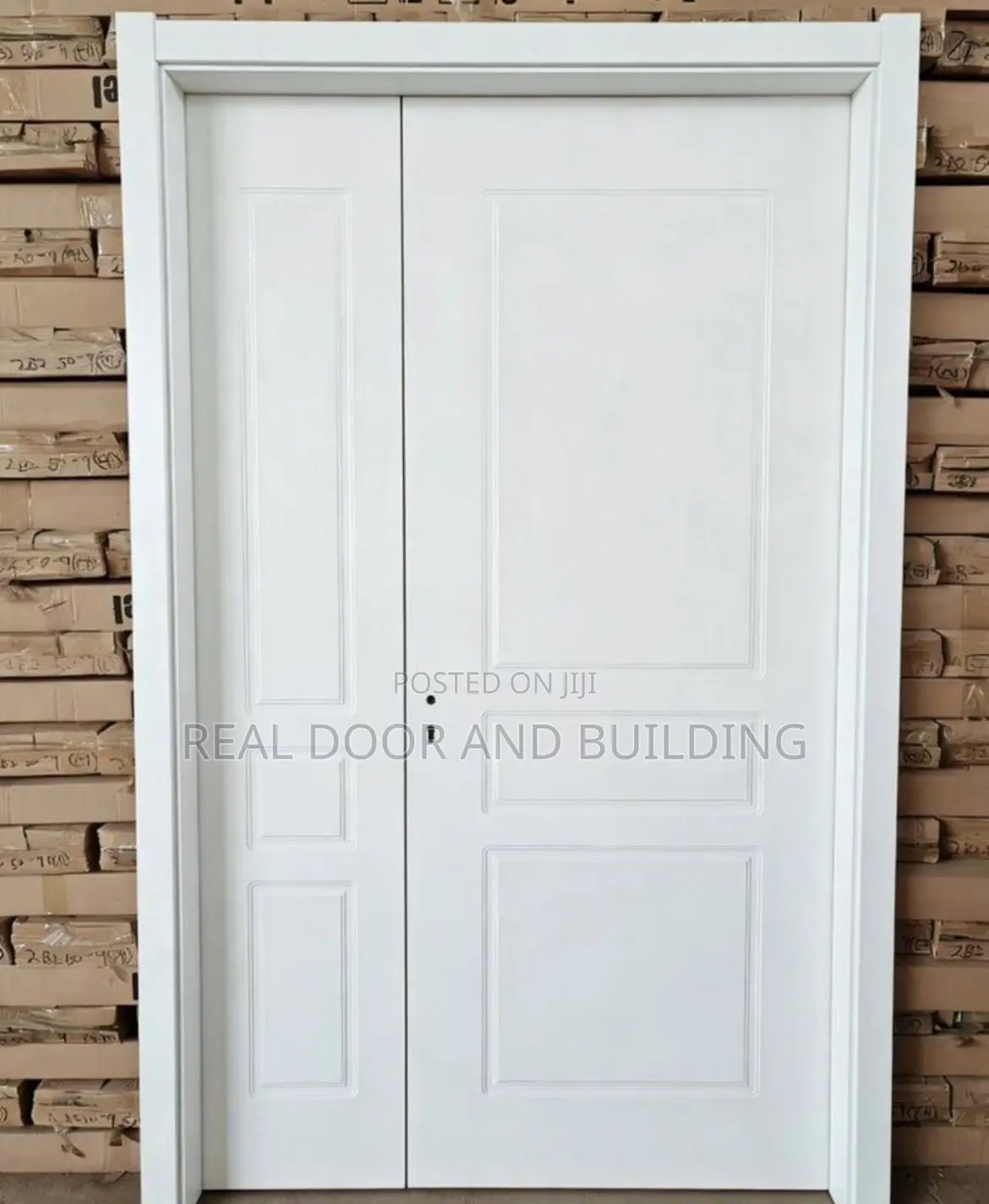 Quality White Double HDF Wooden Door. (53ldh)