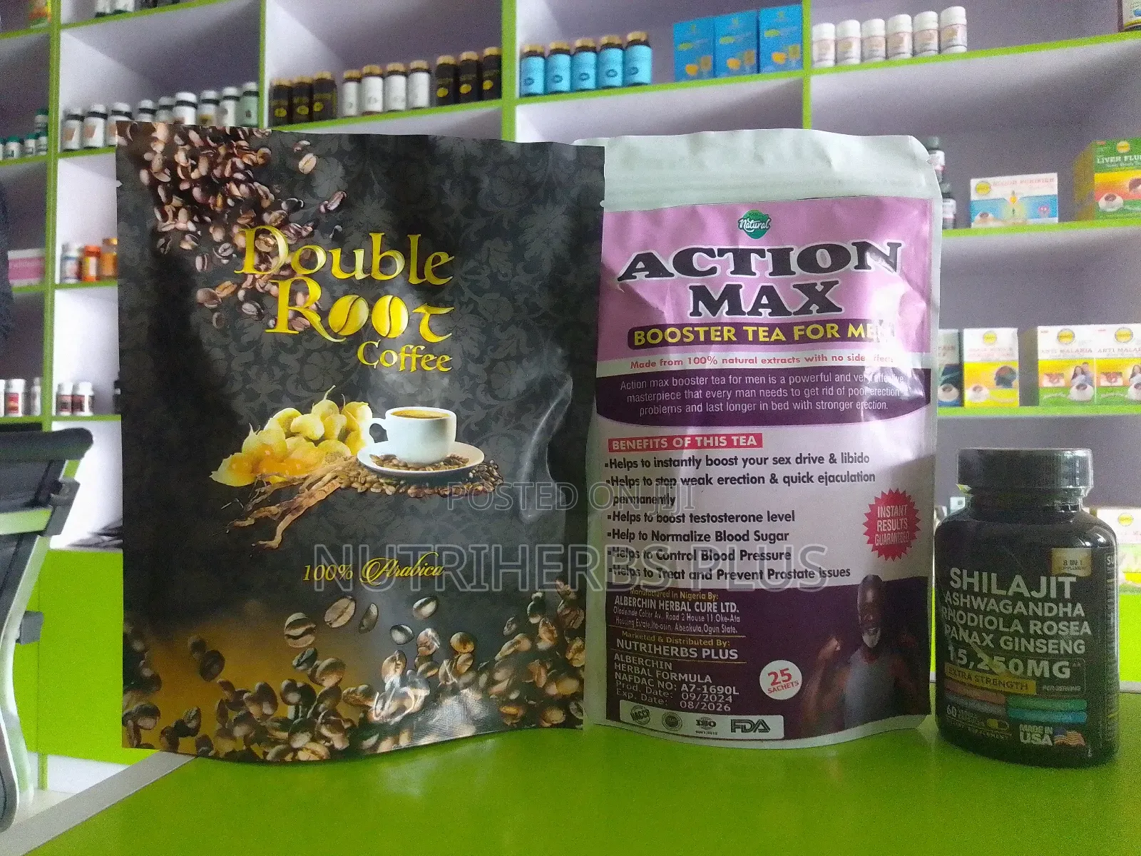 Double Root Coffee+ Action Max Booster Tea+ Shilajit
