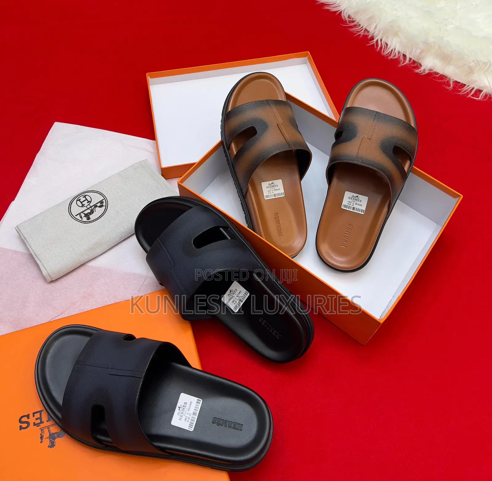 Original Hermes Izmir Leather Slippers