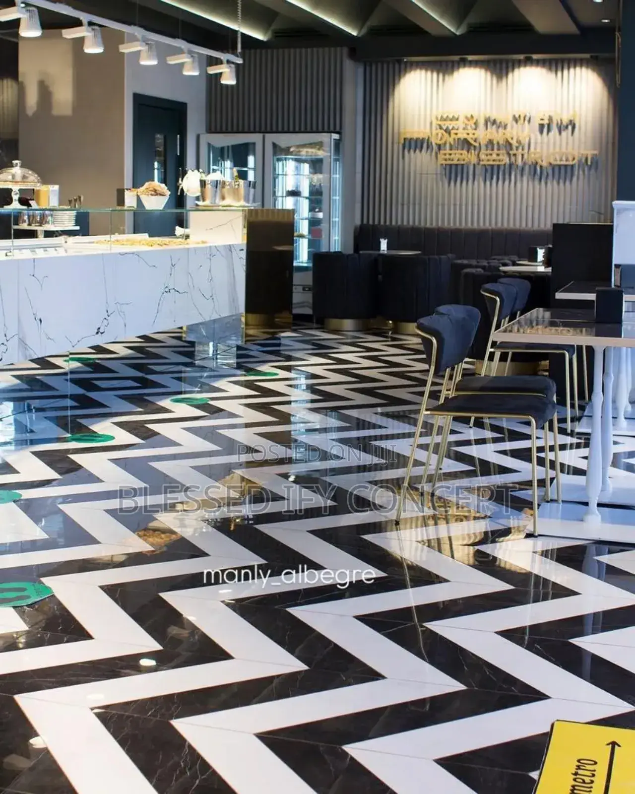 60x120 India Floor Tile Black and White Color