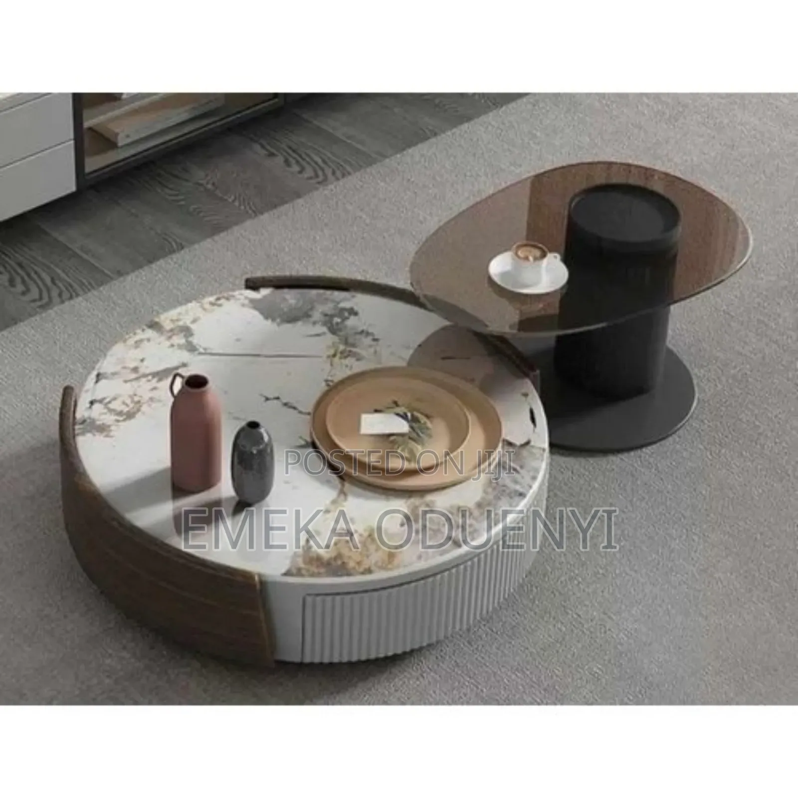 Modern Marble Top 2 in 1 Centre Table With Drawers