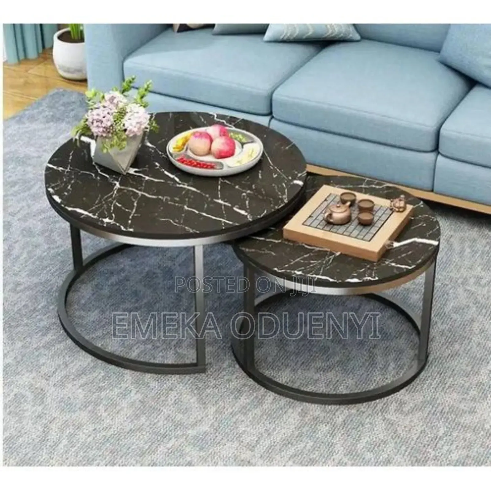 (Mdf Wood) 2 in 1 Nested Center Table White Black