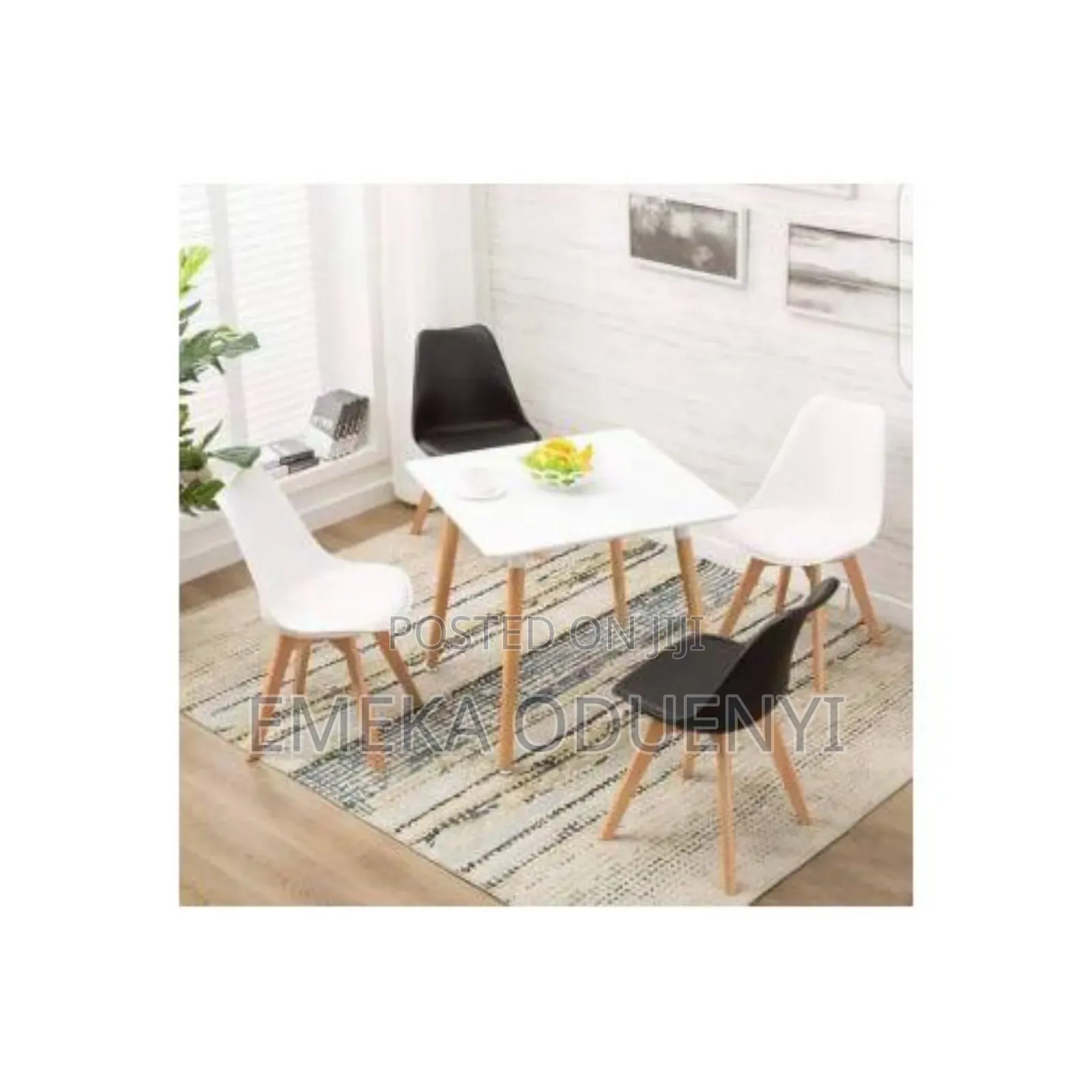 Dining Table With Wooden Legs 4 Plastic Dinning Chairs