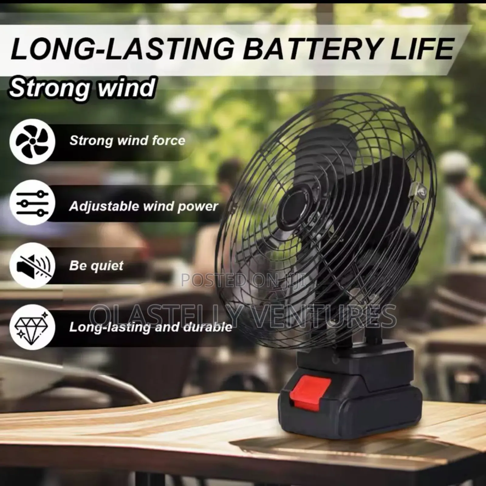 High Power Electric Fan Rechargeable Portable Camping Fan T.