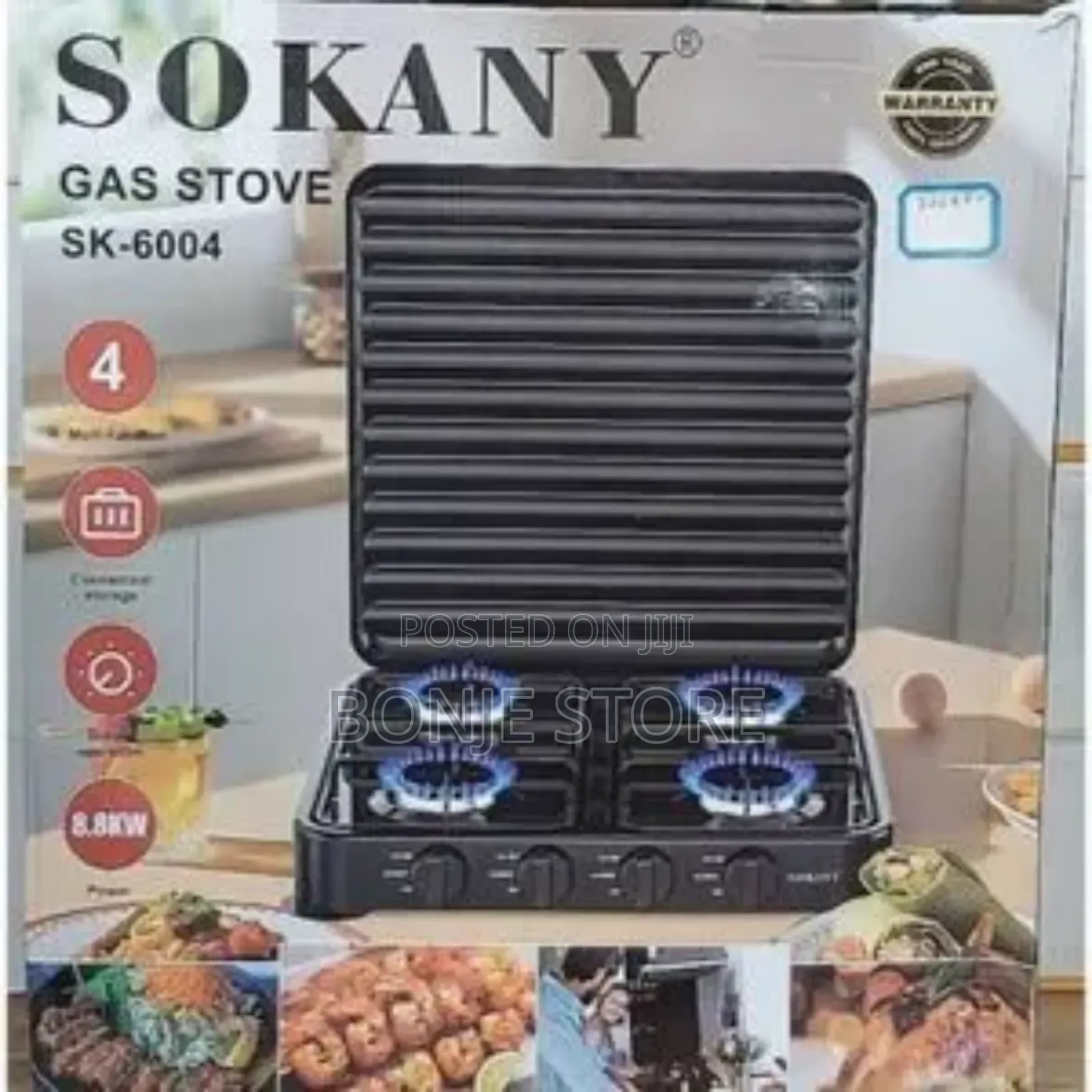Sokany 4 Burner Gas Stove 8.8kw