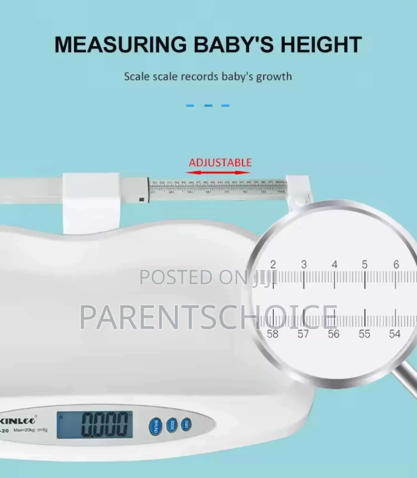 Portable 20kg Max Capacity Baby Infantometer Height Measure Weighing