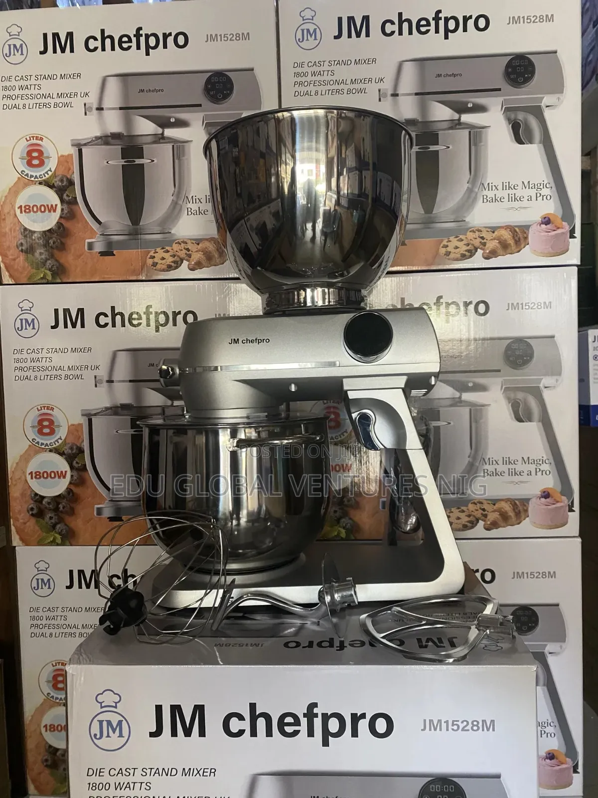 Jm Chef Pro Die Cast Digital 8l Stand Mixer Double Stainles Steel Bowl