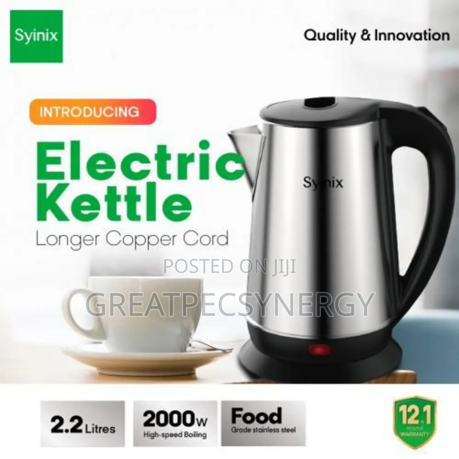 Syinix Electric Kettle 2.2 Liter