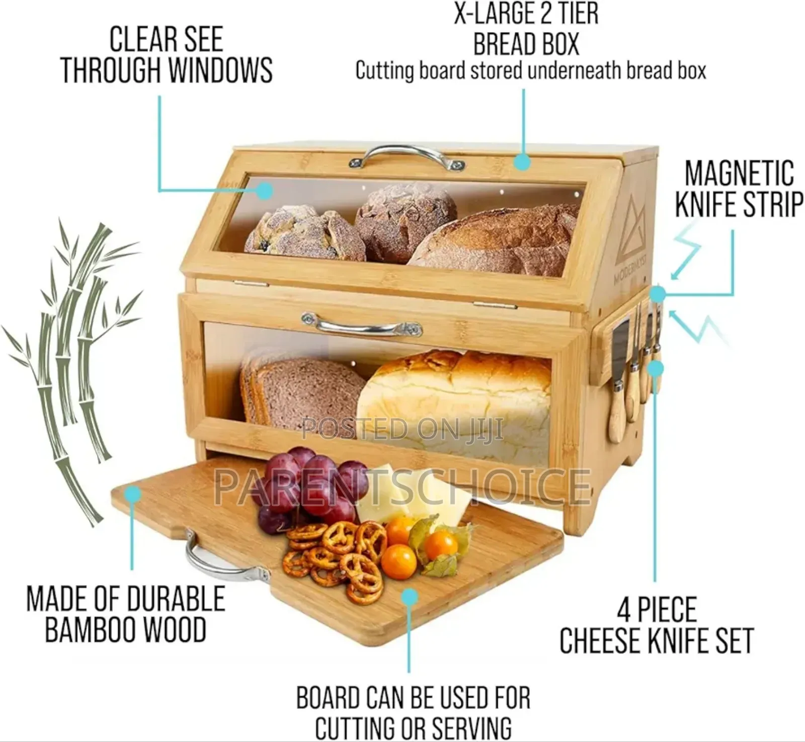 Extra Large Bread Box With Cutting Board