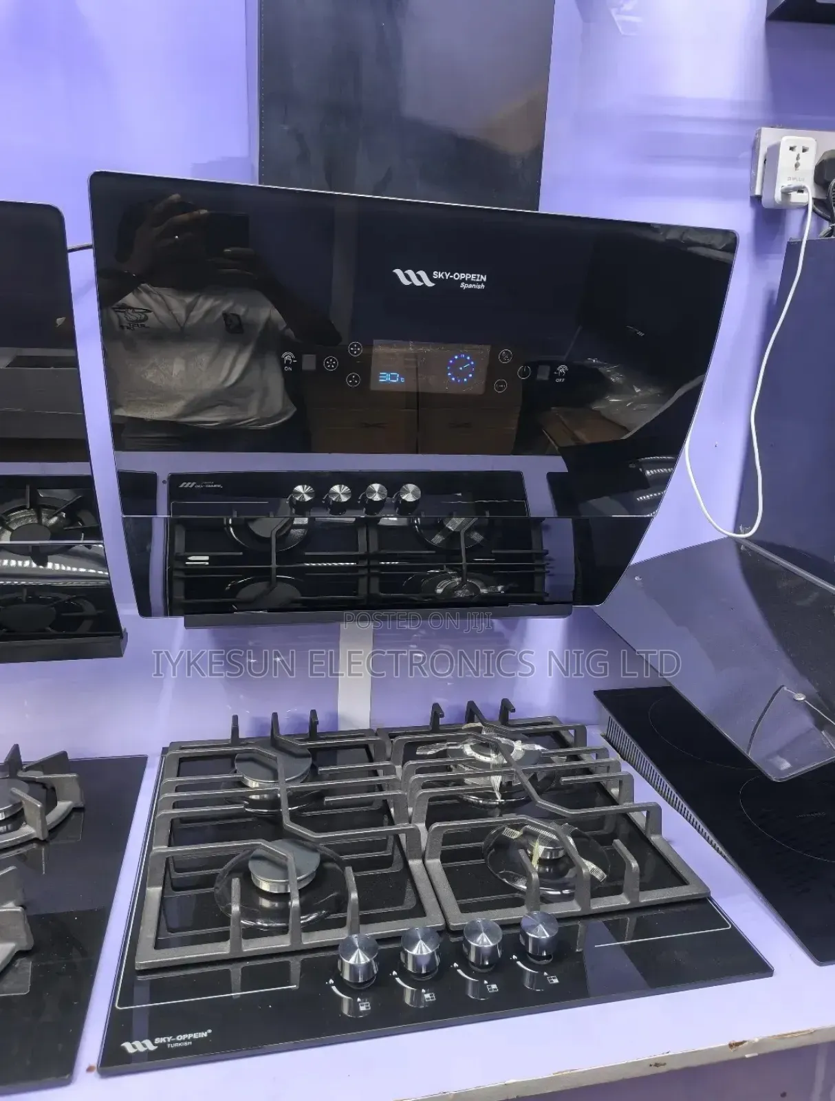 Original Quality Sky-Oppein Built-in 4 Gas Burners Heat Extractor