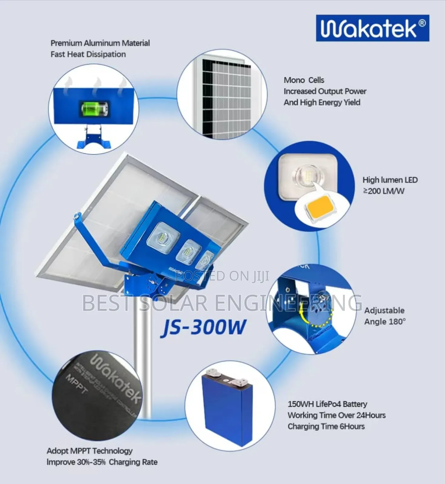 300w Wakatek Solar Flood Light