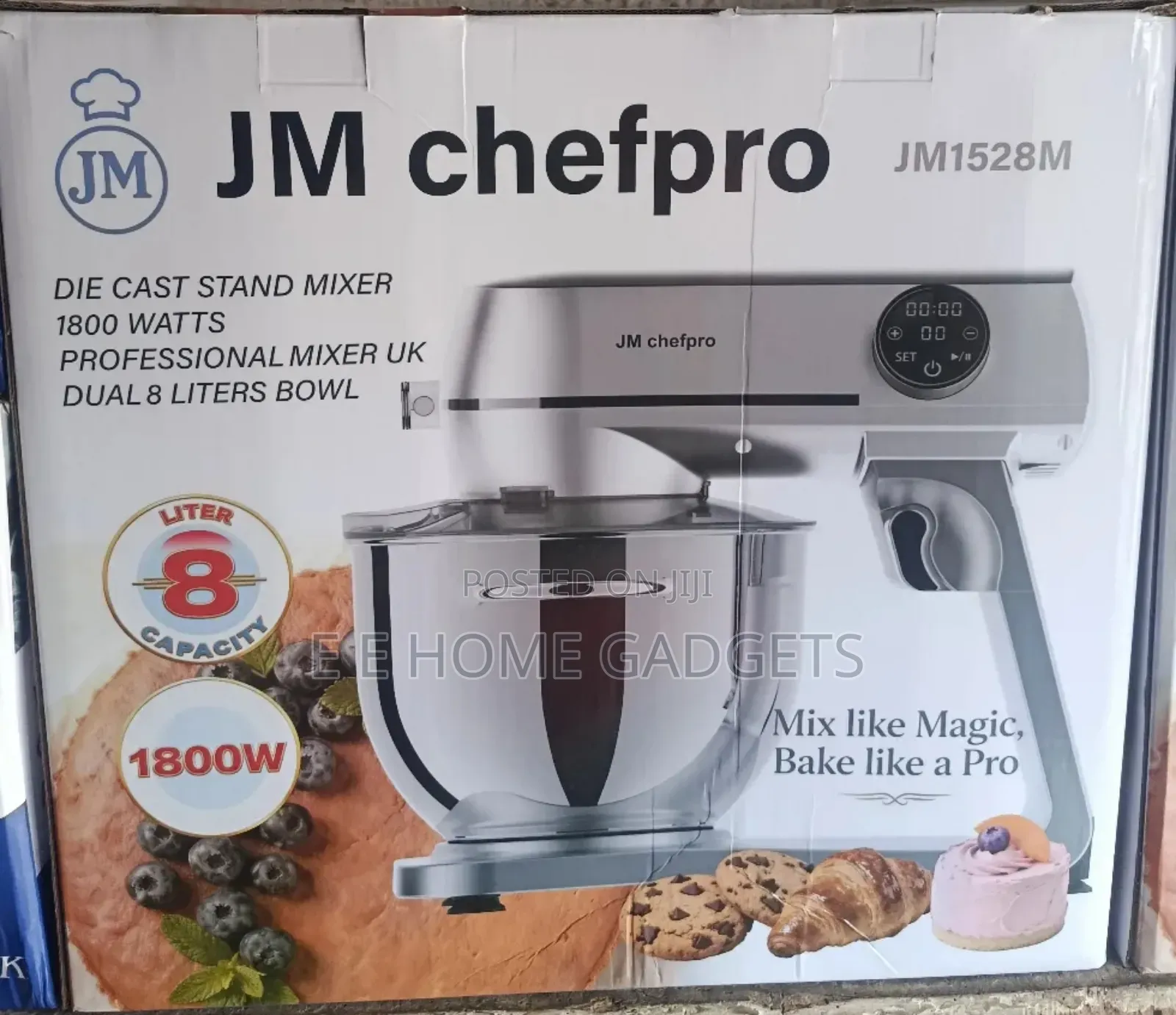 Jm-Chefpro 8l Dual Bowl Die Cast Industrial Mixer-1800w
