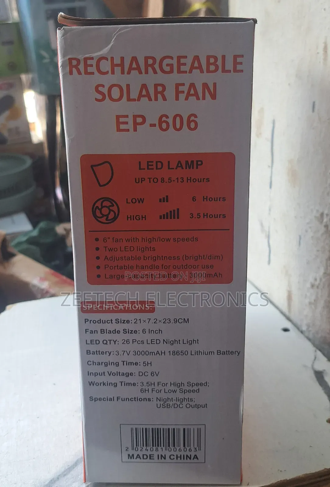 Easy Power 6" Rechargeable Solar Fan