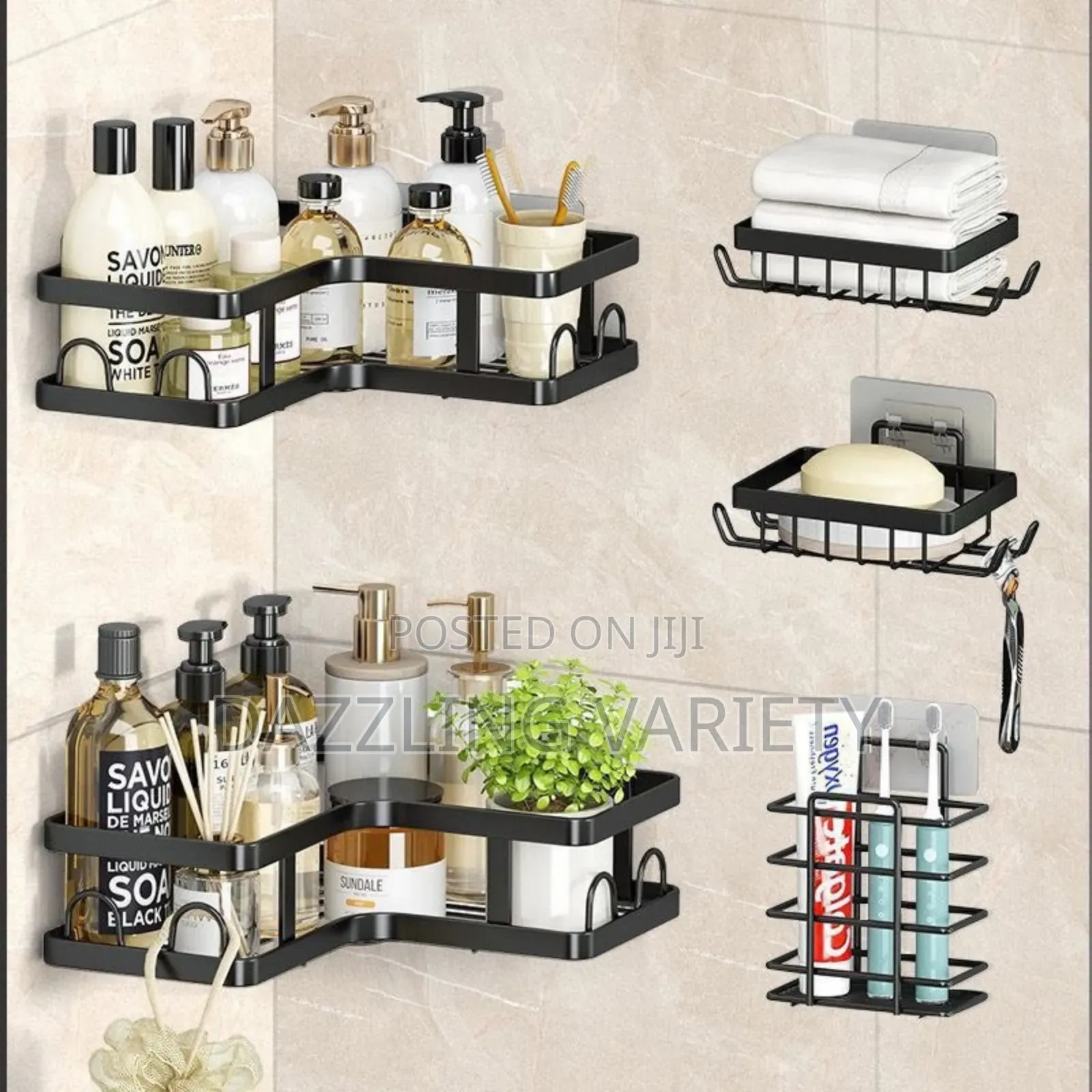 5-in-1 Corner Bathroom Shower Caddy Set – Space Saving Rack